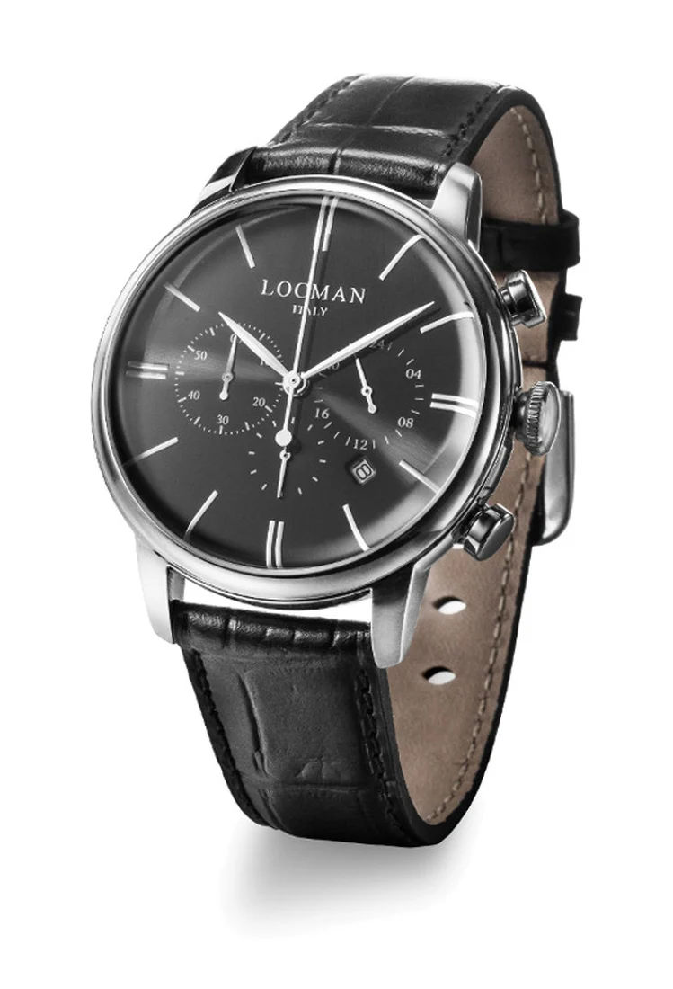 Locman 1960 crono quadrante nero pelle nera 0254A01A-00BKNKPK