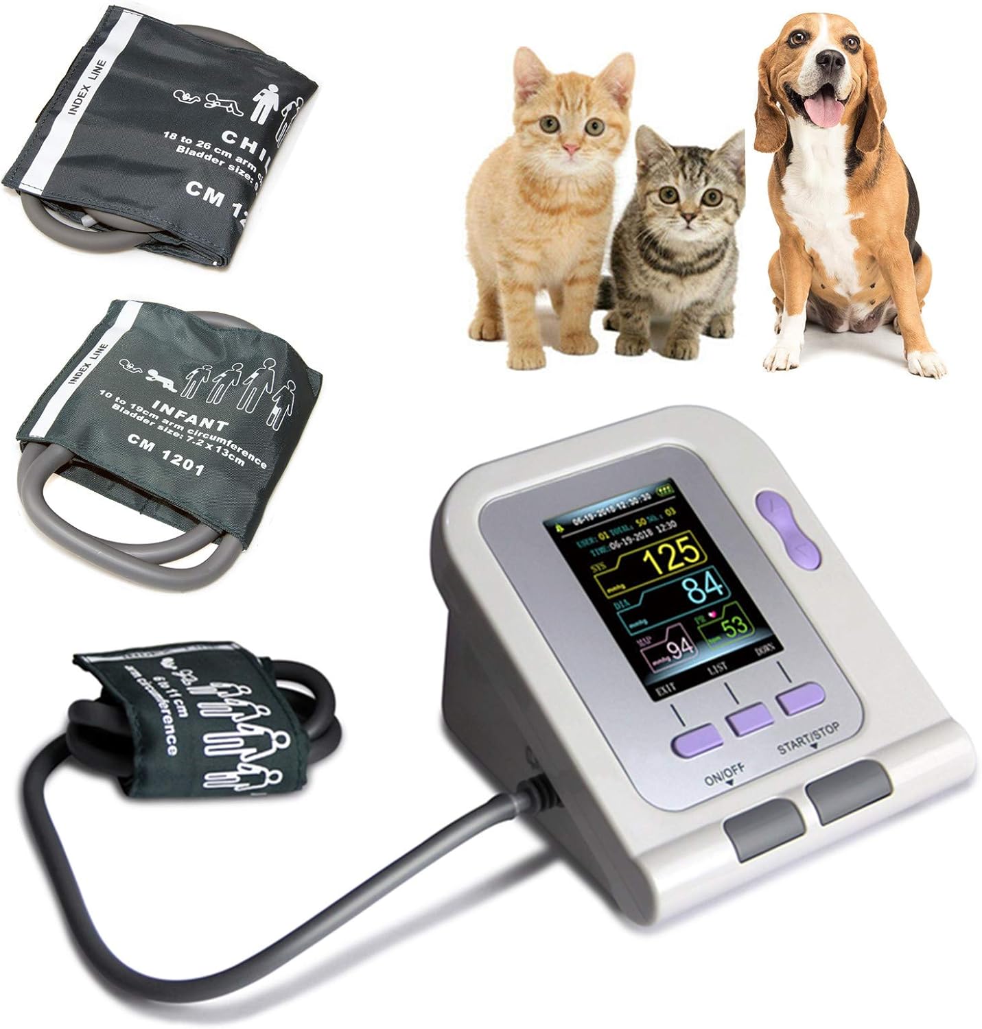 2025 Contec08A Veterinario Monitor della pressione sanguigna per uso veterinario sugli animali 3 bracciali 6-11 cm 10-19 cm 18-26 cm