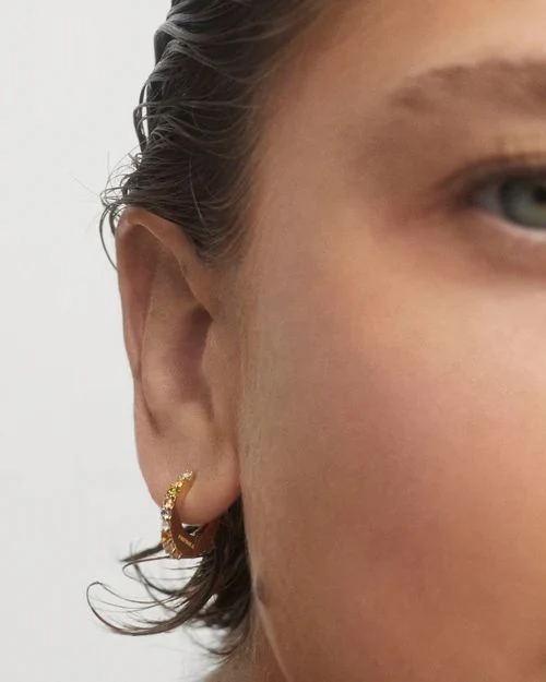 Orecchini PdPaola a cerchio ovale dorato con pietre colorate AR01-B90