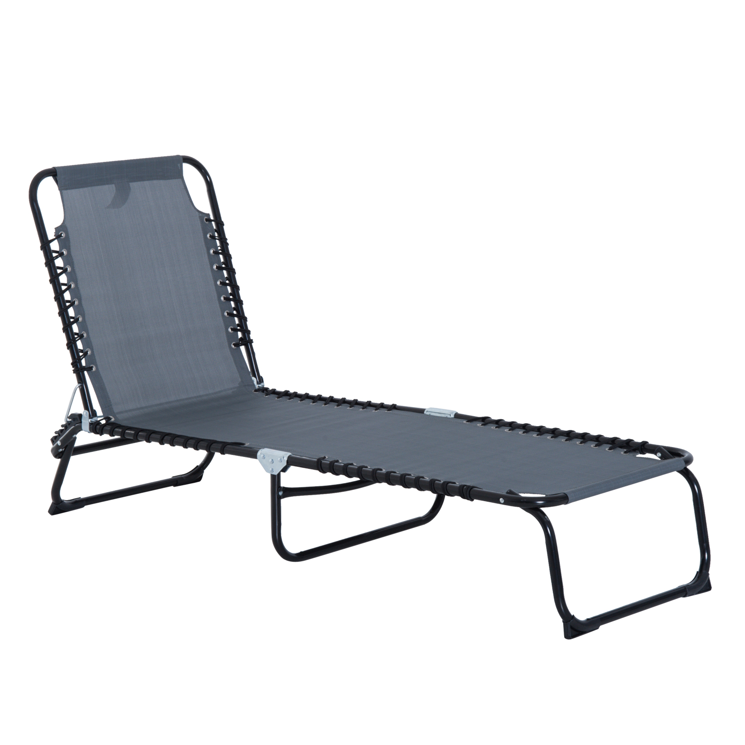 Outsunny Sonnenliege klappbar Gartenliege, Liegestuhl mit 4-Fach verstellbare Rückenlehne, wetterfeste Campingliege bis 120 kg belastbar, für Garten Strand Pool, Grau