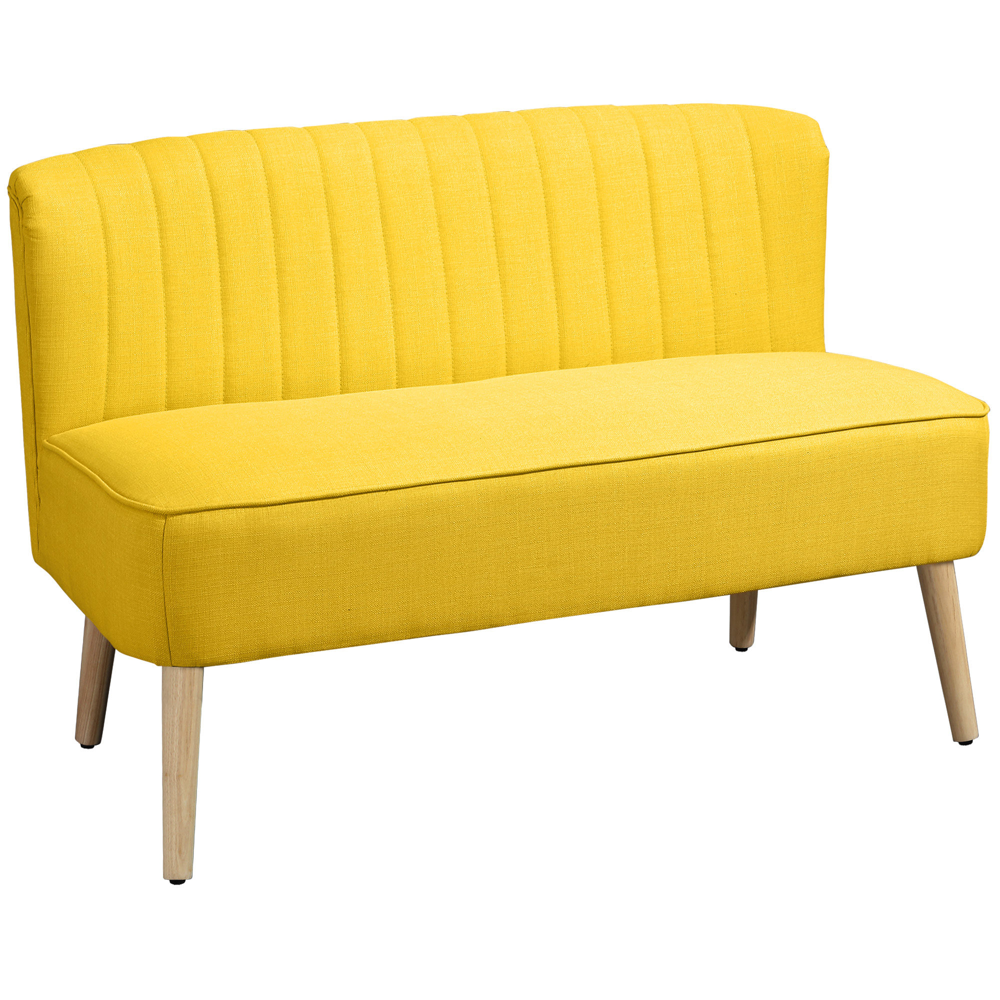 HOMCOM 2-Sitzer Sofa, weiche Polsterung, pflegeleichter Bezug, bis 150 kg, 117 x 56,5 x 77 cm, Gelb
