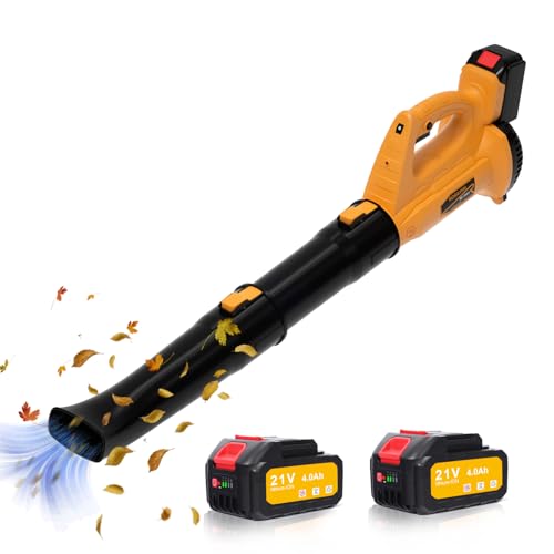 Soffiatore per foglie senza fili, 21 V, 2 batterie da 4,0 Ah e ricarica, 480 CFM/150 MPH e modalità 6 velocità, soffiatore per la cura del prato, patio, soffiaggio foglie e polvere : Amazon.it: Giardino e giardinaggio