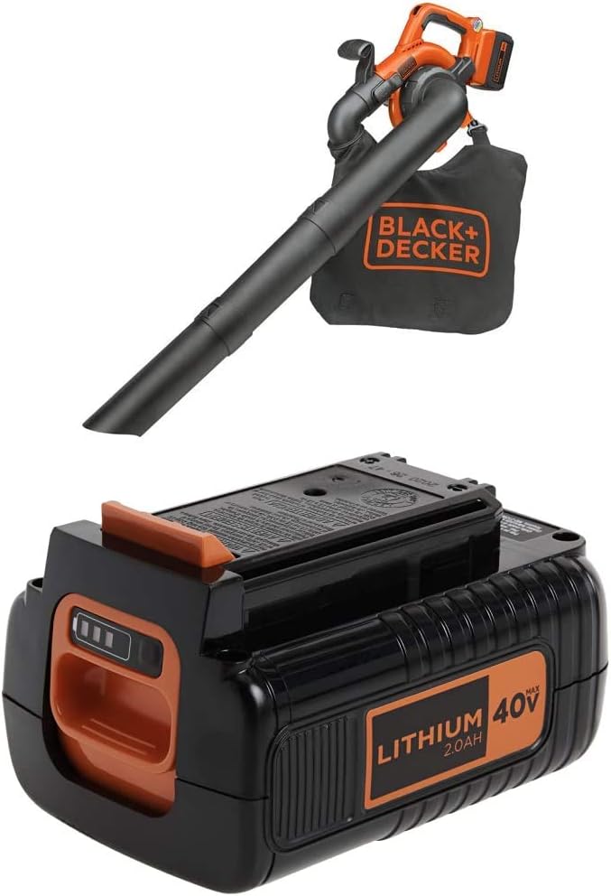 BLACK DECKER 40V MAX Blower/Vacuum with Extra Battery, 2.0 Ah (LSWV36 & LBX2040)