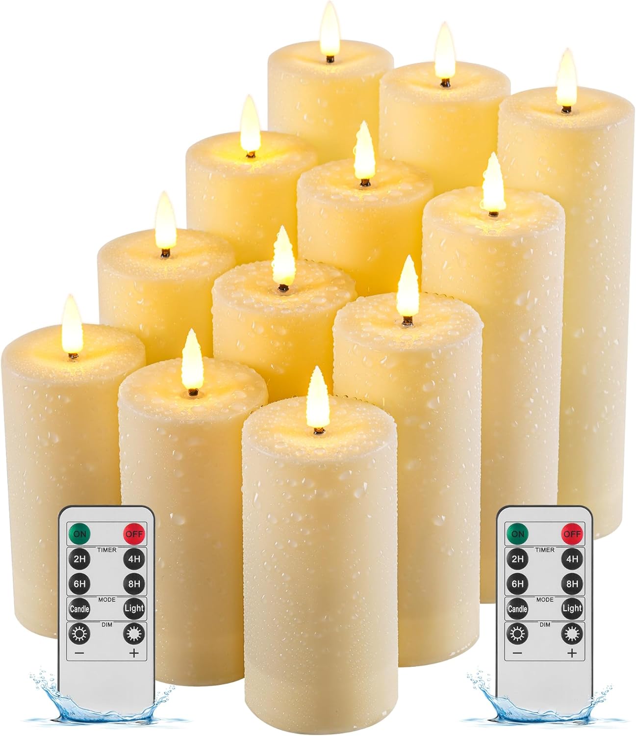 Da by 12 Pack Candela senza fiamma LED impermeabile per esterni con timer remoto, candela a colonna LED lampeggiante realistica per matrimoni, festival, decorazioni per esterni e casa'