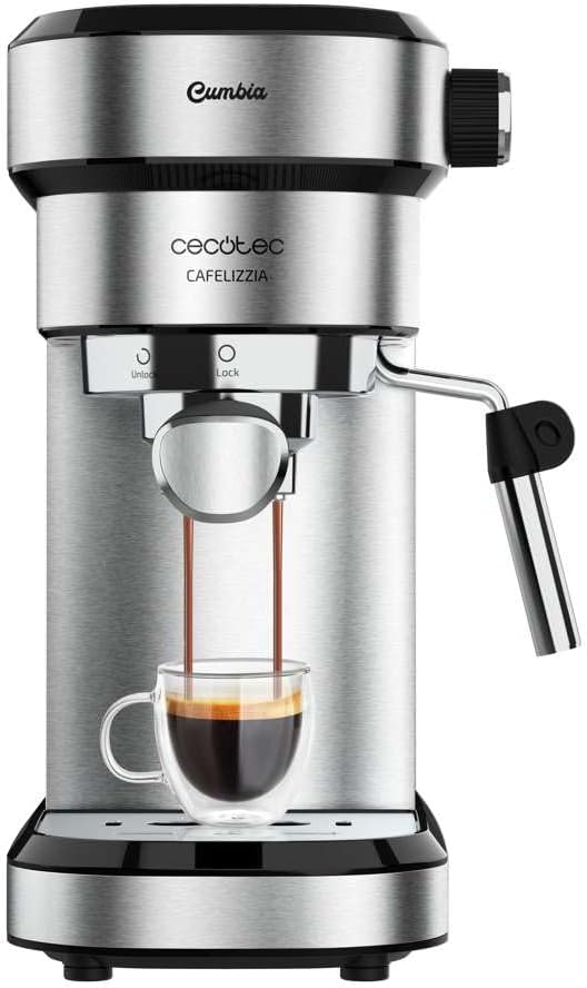 Cecotec Macchina da Caff猫 Espresso Power Espresso 20 Retro Green. 1100 W, 20 Bar, Sistema Thermoblock, Vaporizzatore Orientabile, Manometro, Braccio Portafiltri con Doppia Uscita e 2 Filtri, 1,25 L