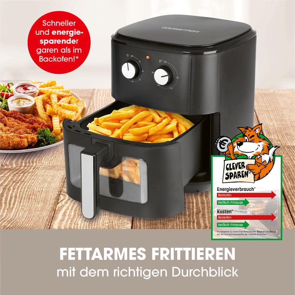 Heißluftfritteuse 6,2 L (1500 W), AirFryer mit Abschaltautomatik