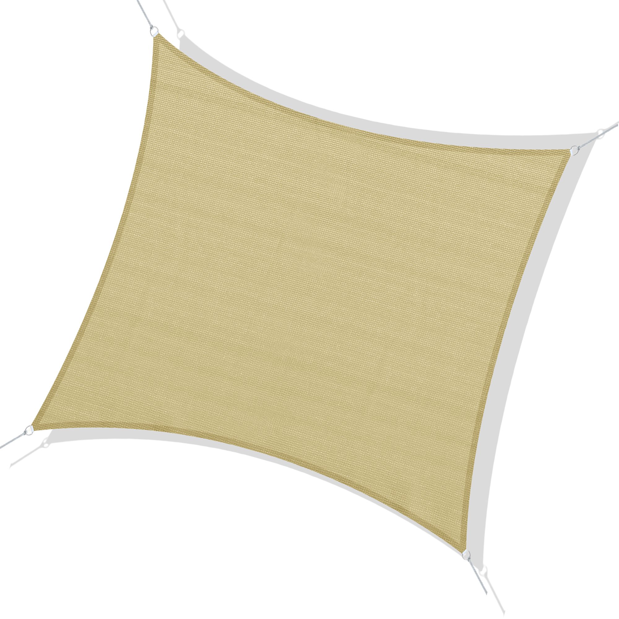 Outsunny Quadratisches Sonnensegel für den Außenbereich aus atmungsaktivem HDPE, UV-Schutz 95%, 360x360 cm