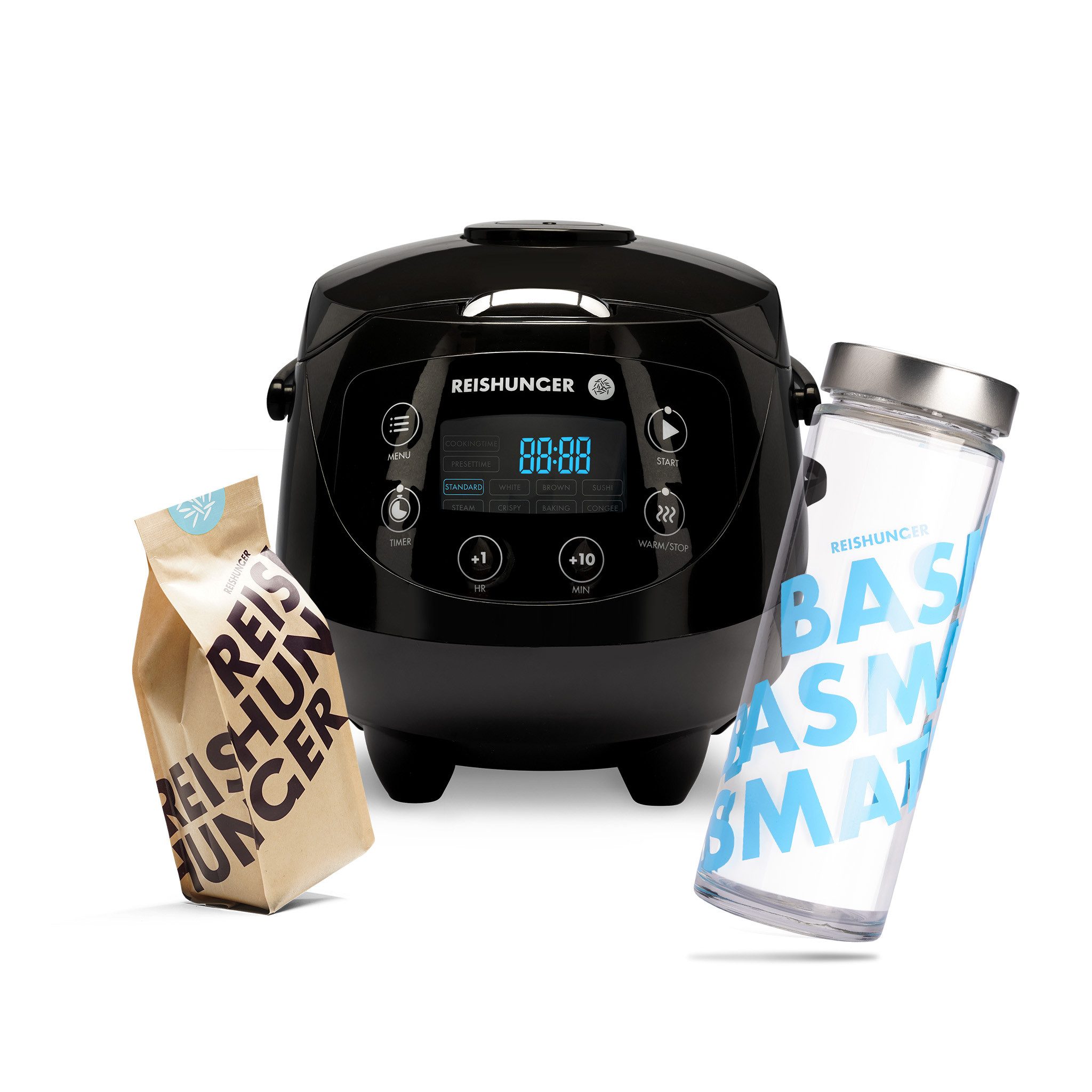 Reiskocher REISHUNGER Mini digitaler Reiskocher, 0,6 L, schwarz – Kennenlernset