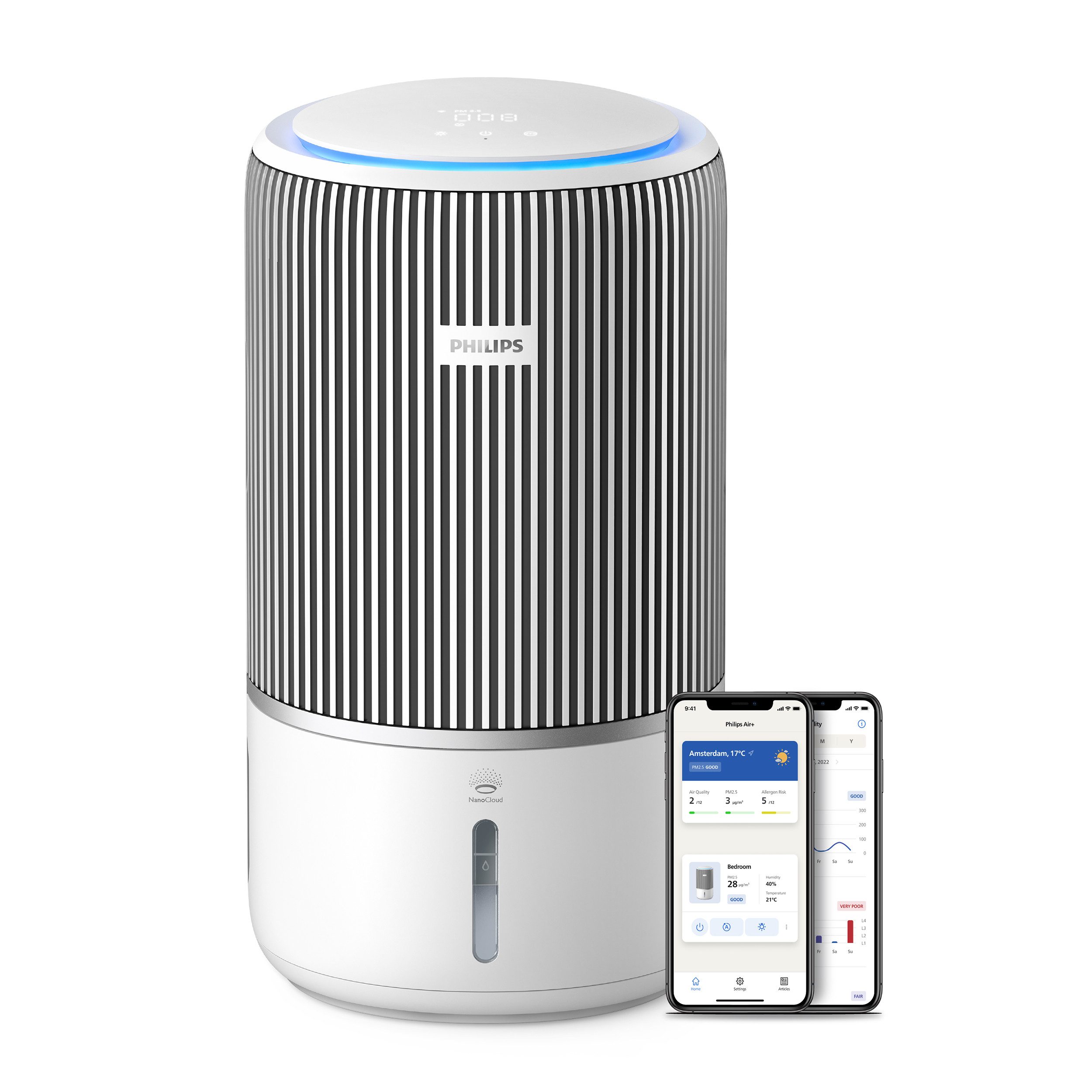 Kombigerät Luftbefeuchter und -reiniger AC3420/10 PureProtect Water 3400 Series, HEPA- und Aktivkohlefilter