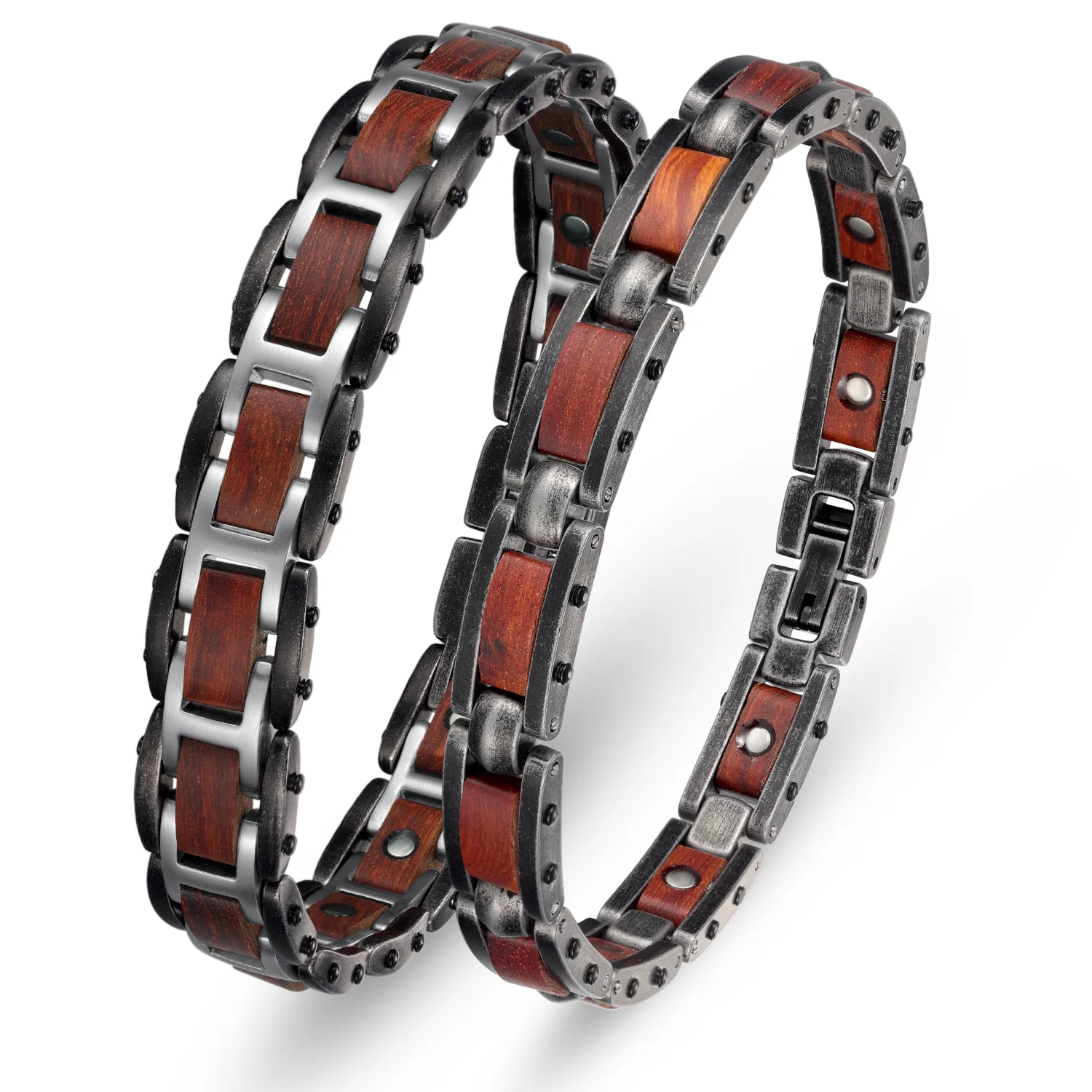 Couple High Gauss Stainless Steel Effective Magnetic Bracelets for Pain