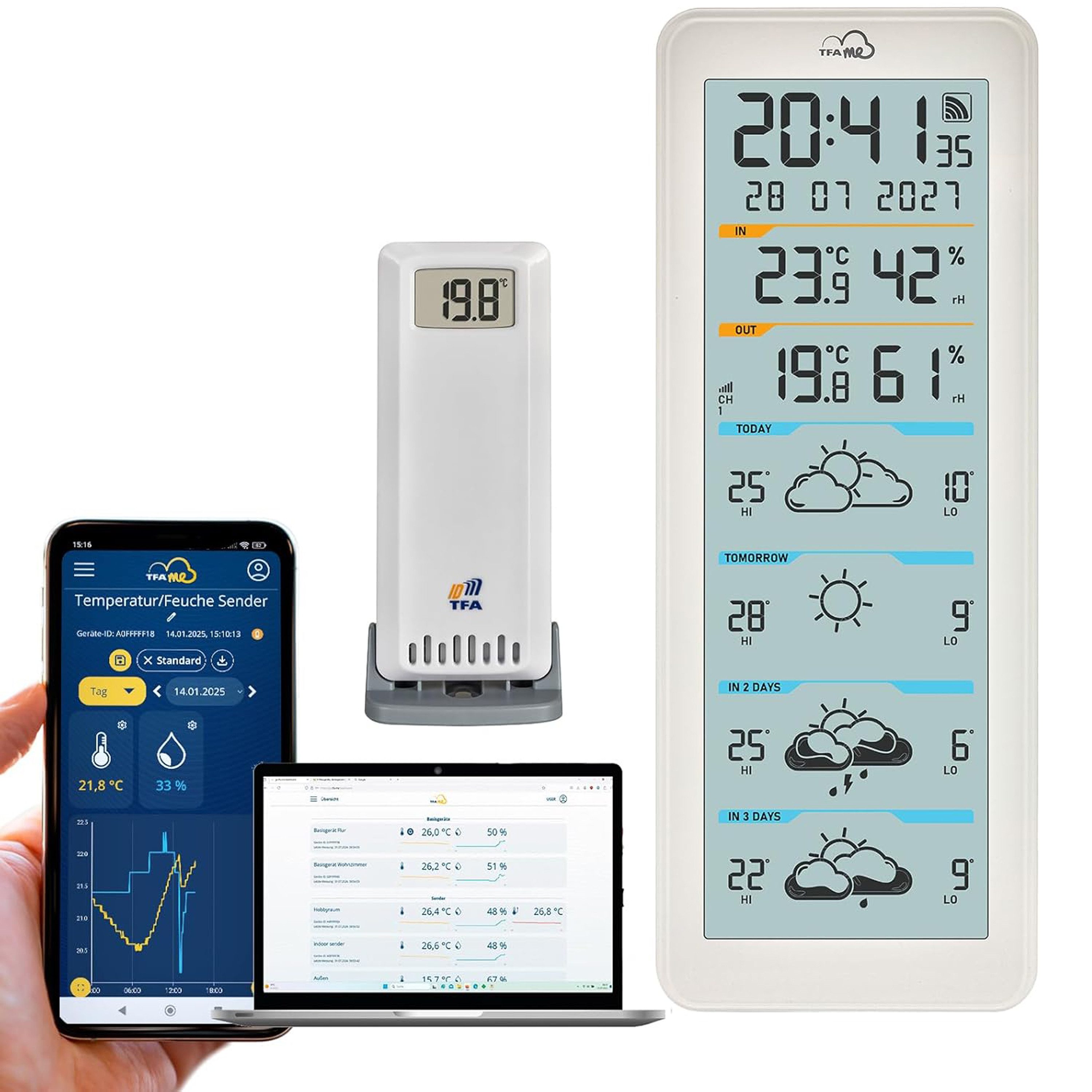 Funkwetterstation WLAN TFA.me 35.8108.02 TFA ID-06 mit Wetterprognose wetter.com