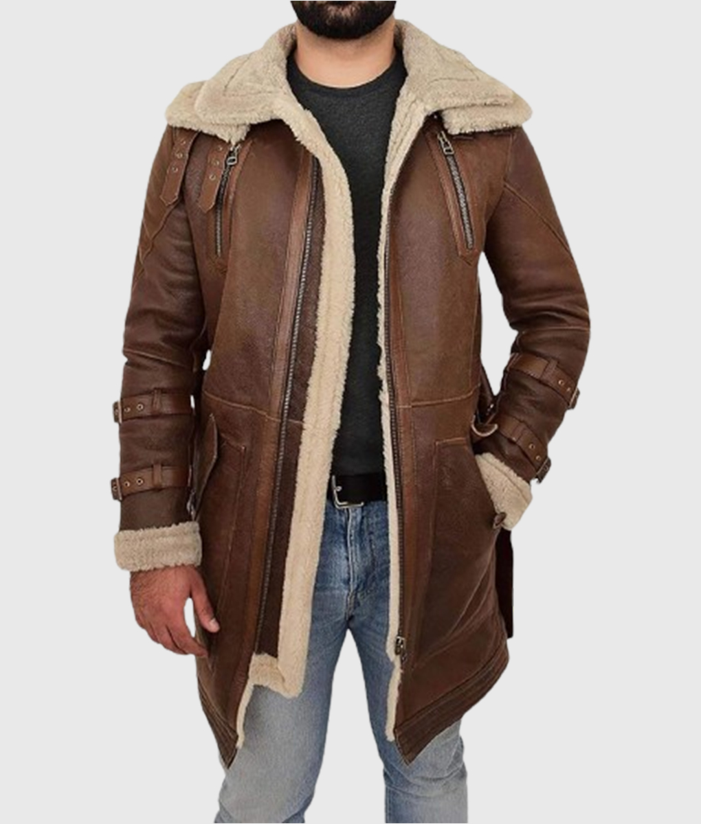 Men’s Zolo Brown Leather Parka Jacket