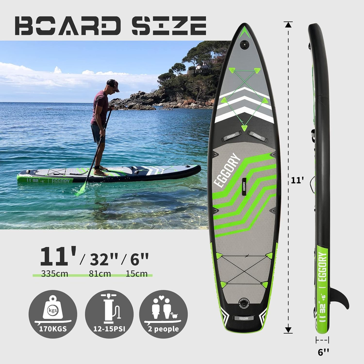 Tavola da surf gonfiabile SUP completa Paddleboard accessori pagaia regolabile, pompa, zaino da viaggio, guinzaglio, borsa impermeabile, tavola per adulti