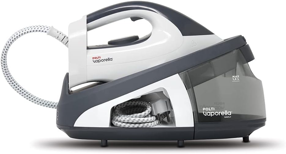 Polti Vaporella Simply VS10.10, Steam Generator Iron, Removable Tank 1.5 L, Pump Pressure 6.5 Bar, Power 2200 W, Eco Function, White and Grey