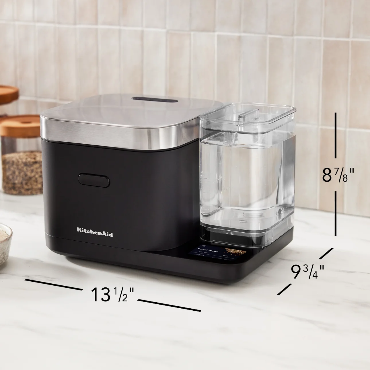 KitchenAid Grain and Rice Cooker 8 Cup with Automatically Sensing Integrated Scale + Water Tank, KGC3155BM