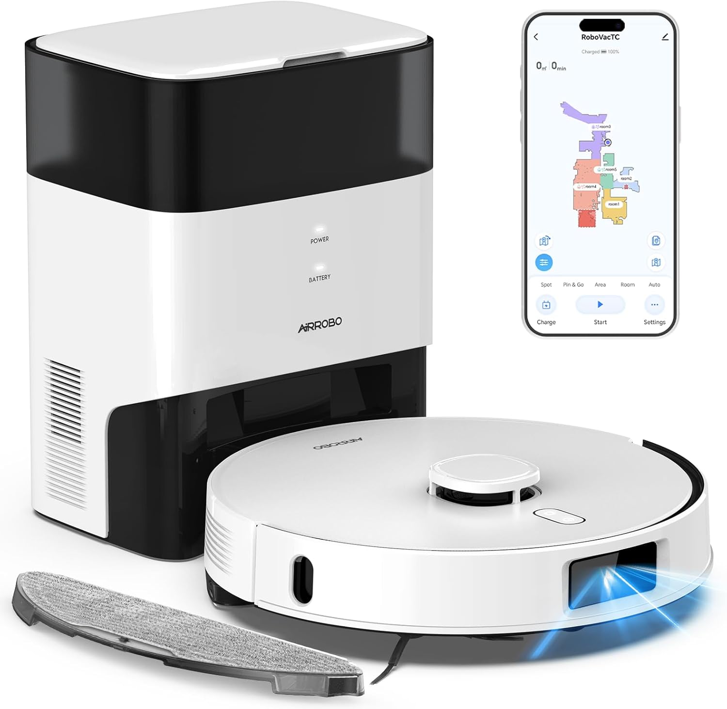 AIRROBO Robot Vacuum and Mop Self-Emptying 75-Day Capacity