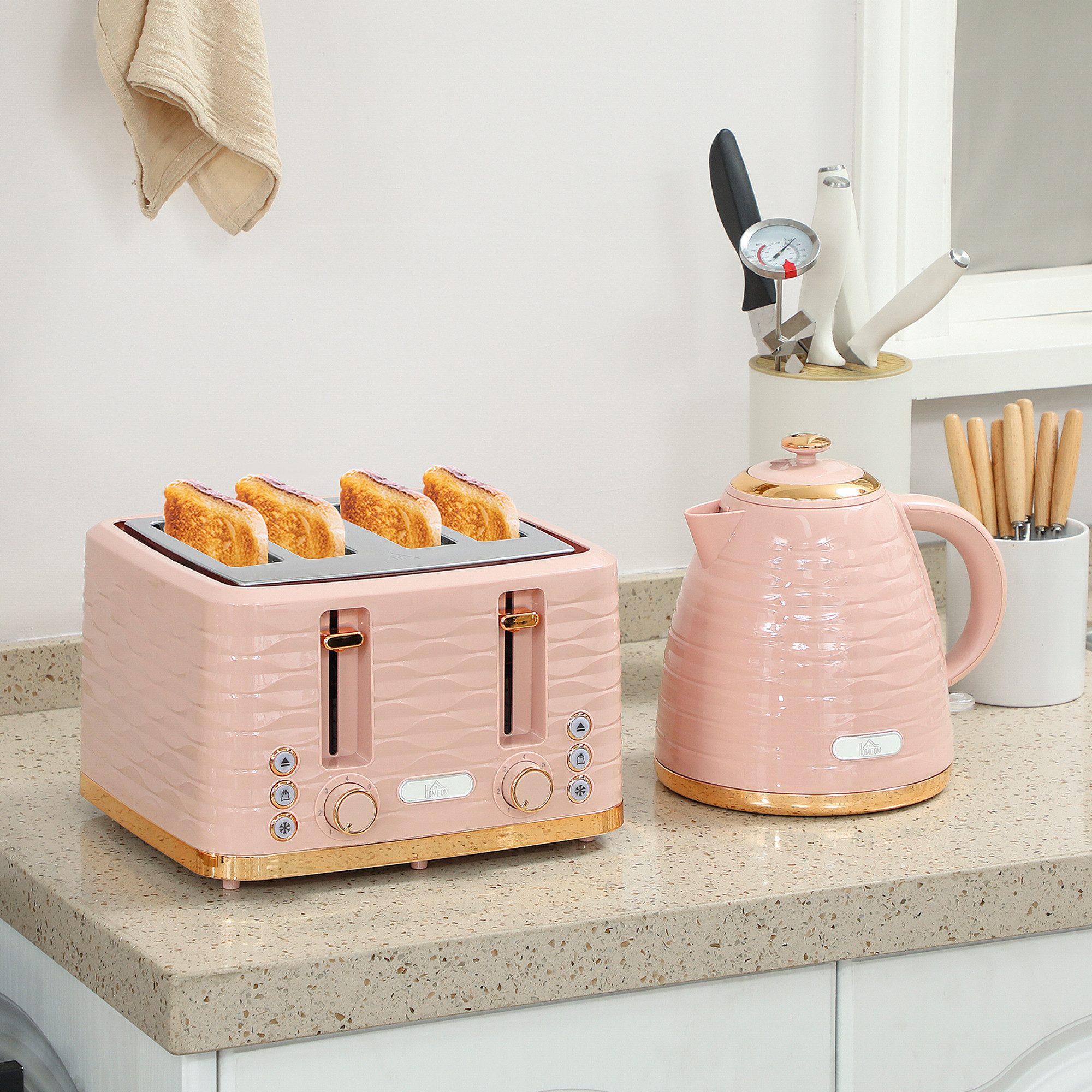 2-in-1-Toaster 2-in-1 Toaster und Wasserkocher Set, 7 Bräunungsstufen