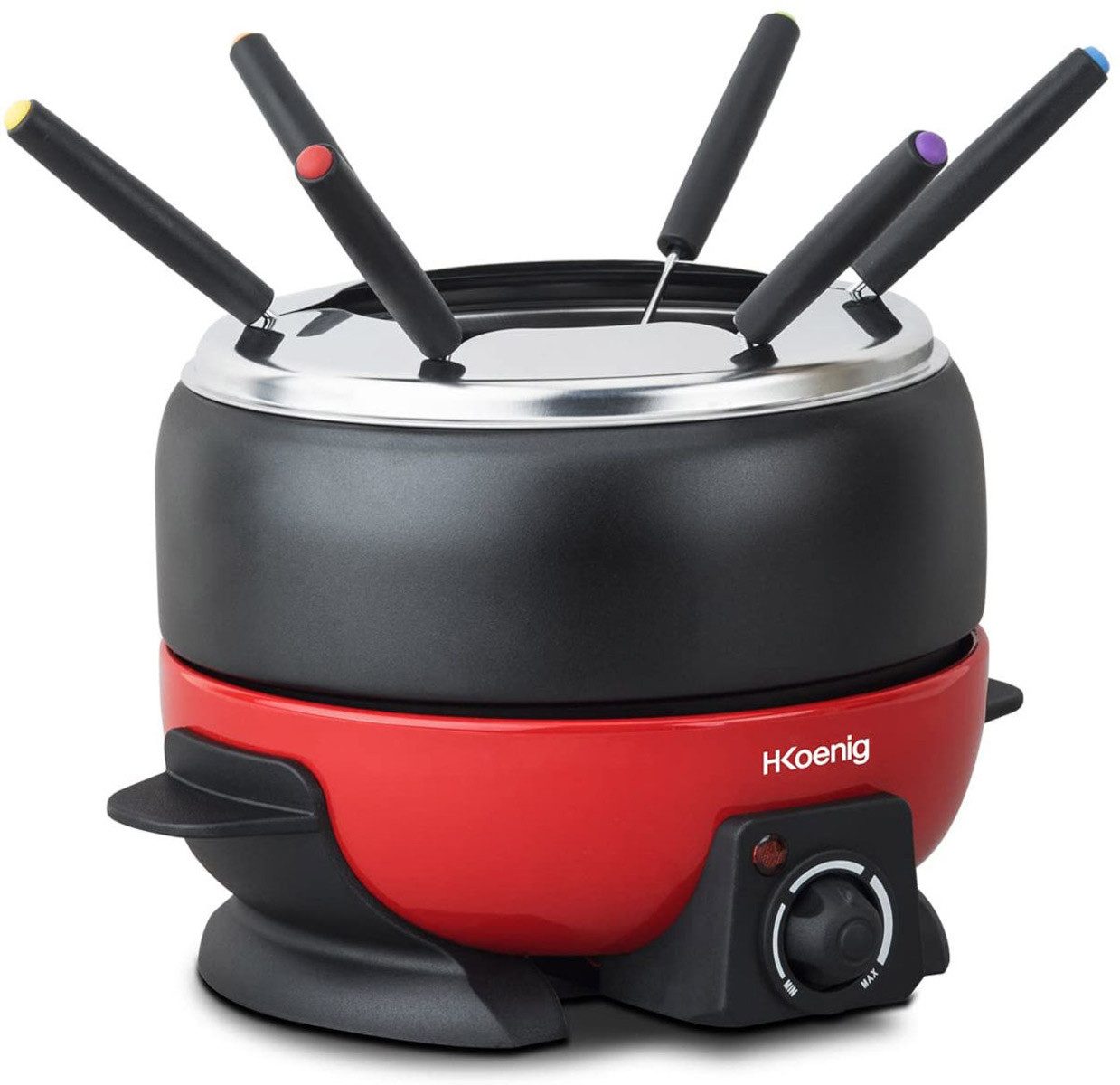 Raclette und Fondue-Set ALP1800 elektrisches Fondue-Set, schwarz-rot für 6 Personen