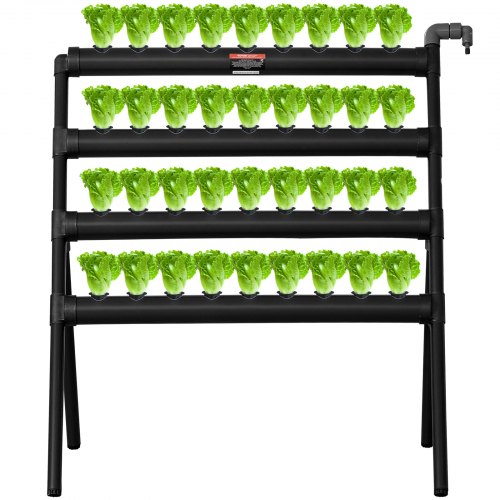 VEVOR Hydrokultur-Anbausystem, 36 Standorte, 4 Schichten, dunkelgraue PVC-Rohre, Hydrokultur-Anbauset mit Wasserpumpe, Timer, Körben und Schwämmen für Obst, Gemüse, Kräuter