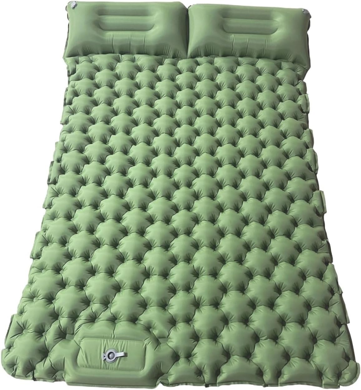 Camping Air Matt Doppel-Isomatte, aufblasbare Matte mit Kissen, Matratze, Wanderung, wasserdicht, faltbar(Army Green)