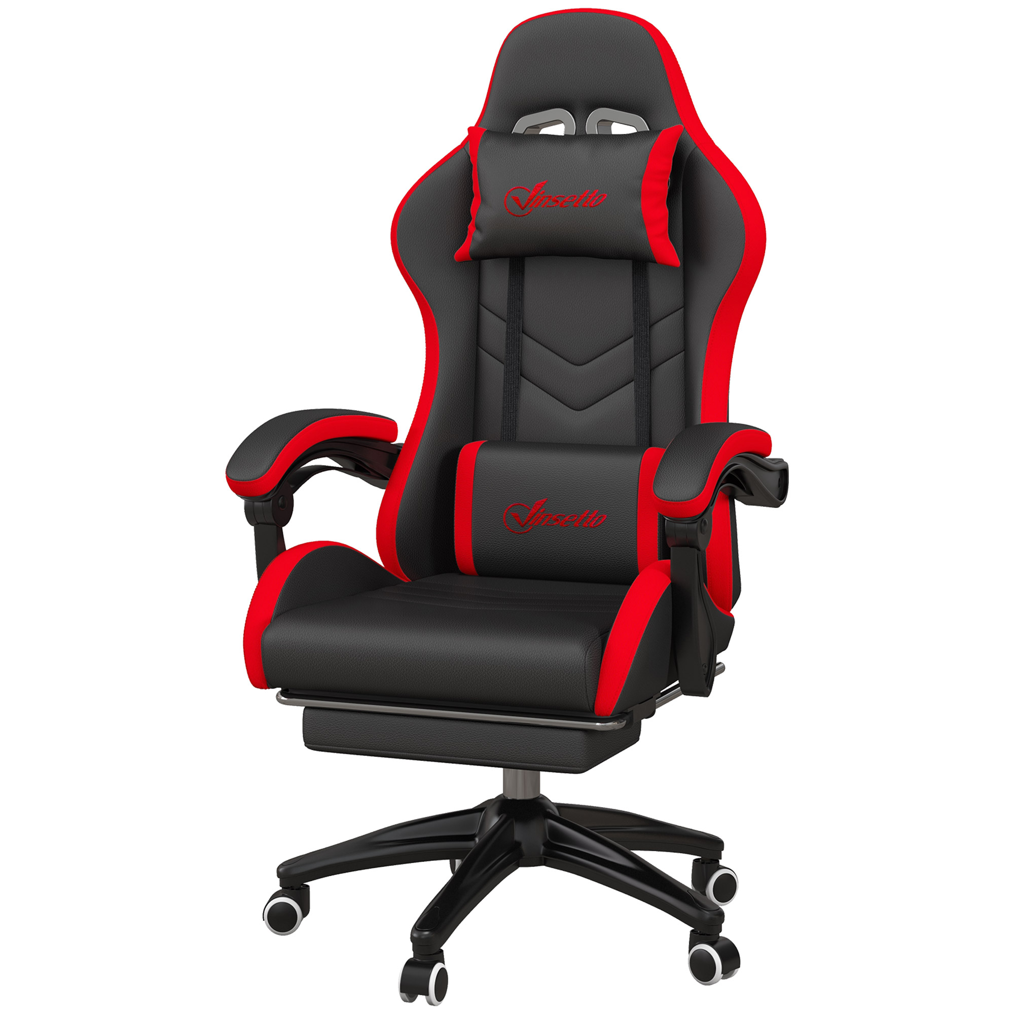 Vinsetto Gaming-Stuhl mit verstellbarer Höhe und neigbarer Rückenlehne, 65x65x121-129 cm, Schwarz und Rot