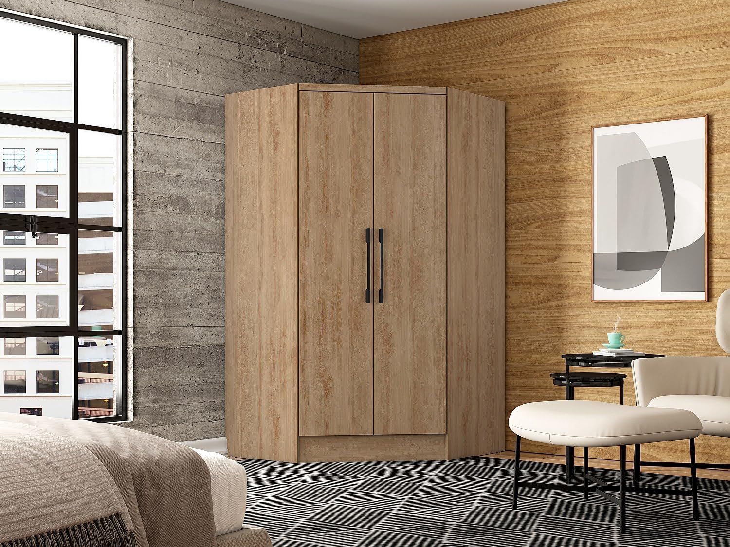 Vente-unique -Corner Wardrobe 2 Doors L101 cm le - Aurali