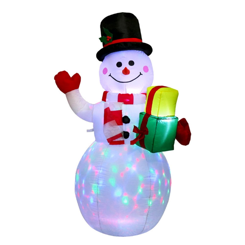 QueenTrade Inflatable Snowman Lantern 5FT with Rotating LED Lights for Indoor/Outdoor Holiday Decor