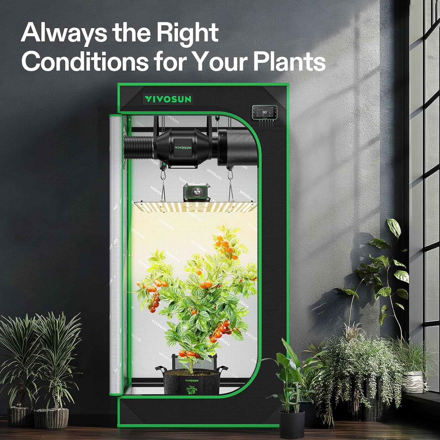 VIVOSUN GIY Smart Grow Tent System 2x2  WiFi-Integrated Grow Tent Kit  with Automate Ventilation and Circulation  Schedule Full Spectrum 100W LED Grow Light  and GrowHub E42A+ Controller