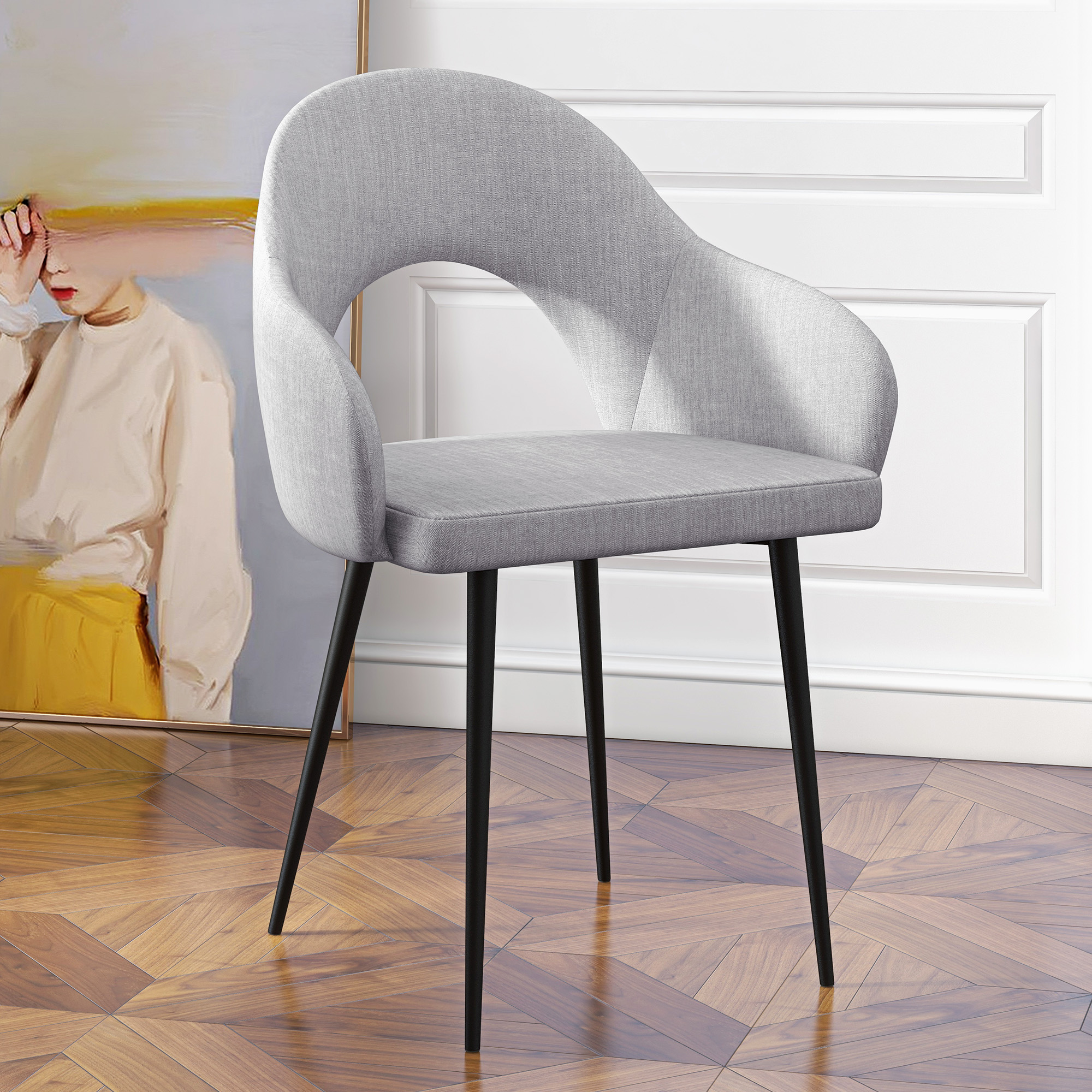 HOMCOM Polsterstuhl, komfortabel, 56x58,5x84,5cm, Grau+Schwarz