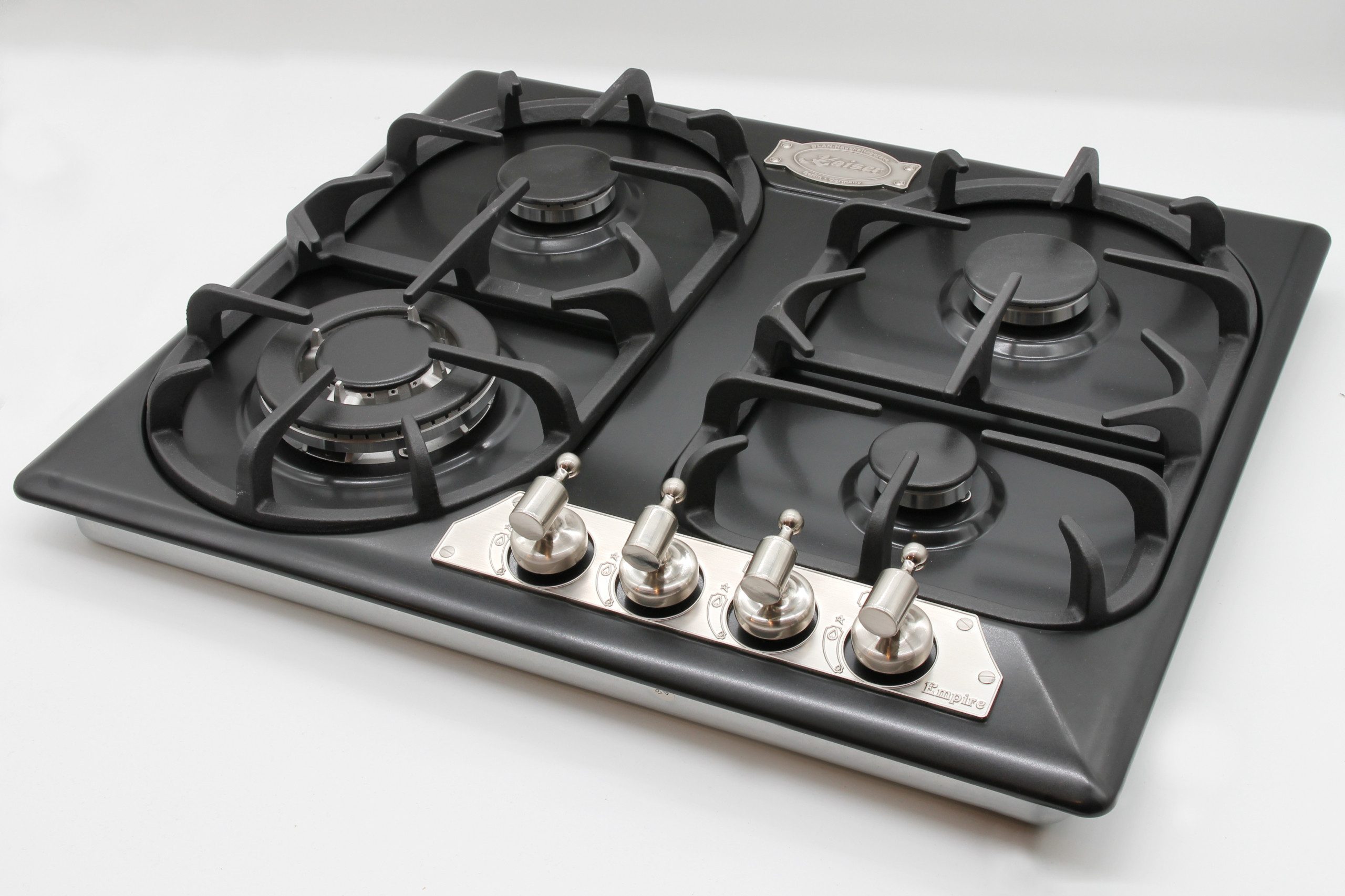 Gas-Kochfeld 60 cm Silber Einbau Gaskochfeld, 4 Gasbrenner, Metall-Drehknebeln KG 6325 Em Sil Turbo
