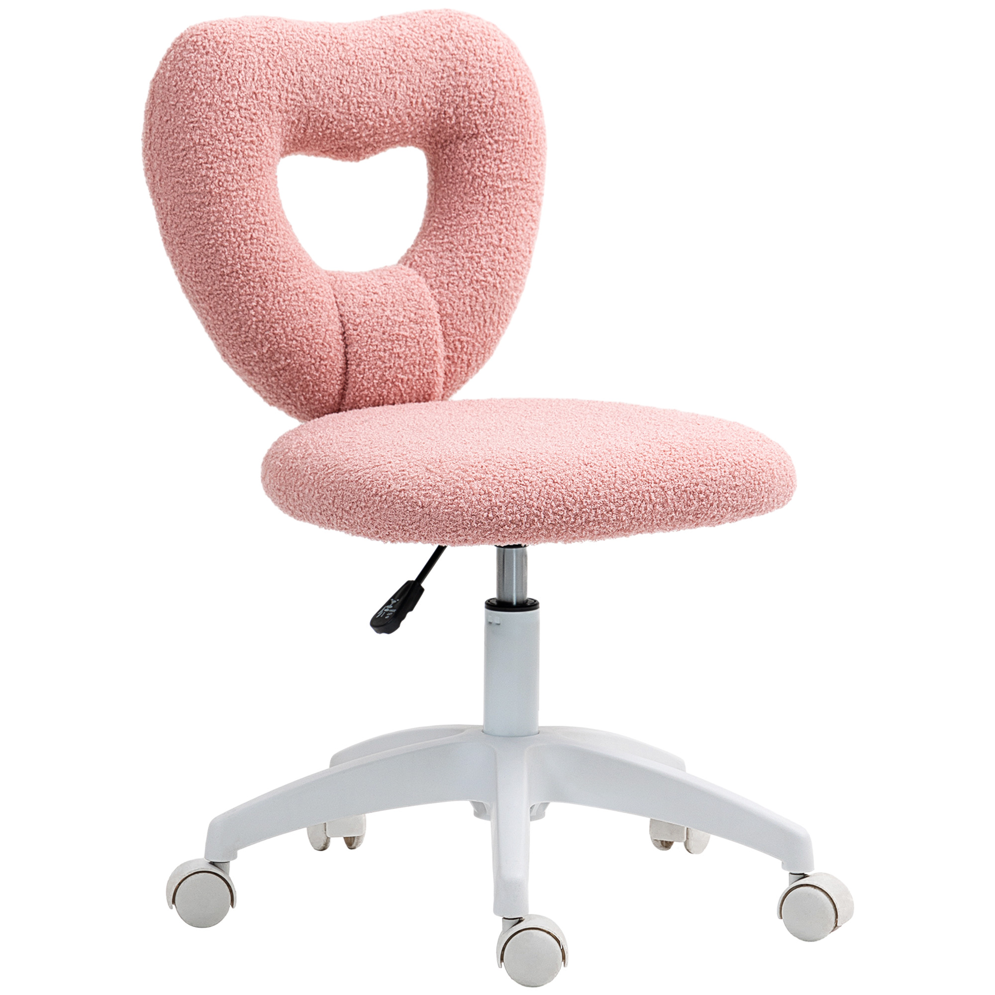 HOMCOM Schreibtischstuhl, Bürostuhl, Herzförmige Rückenlehne, gepolstert, Rosa