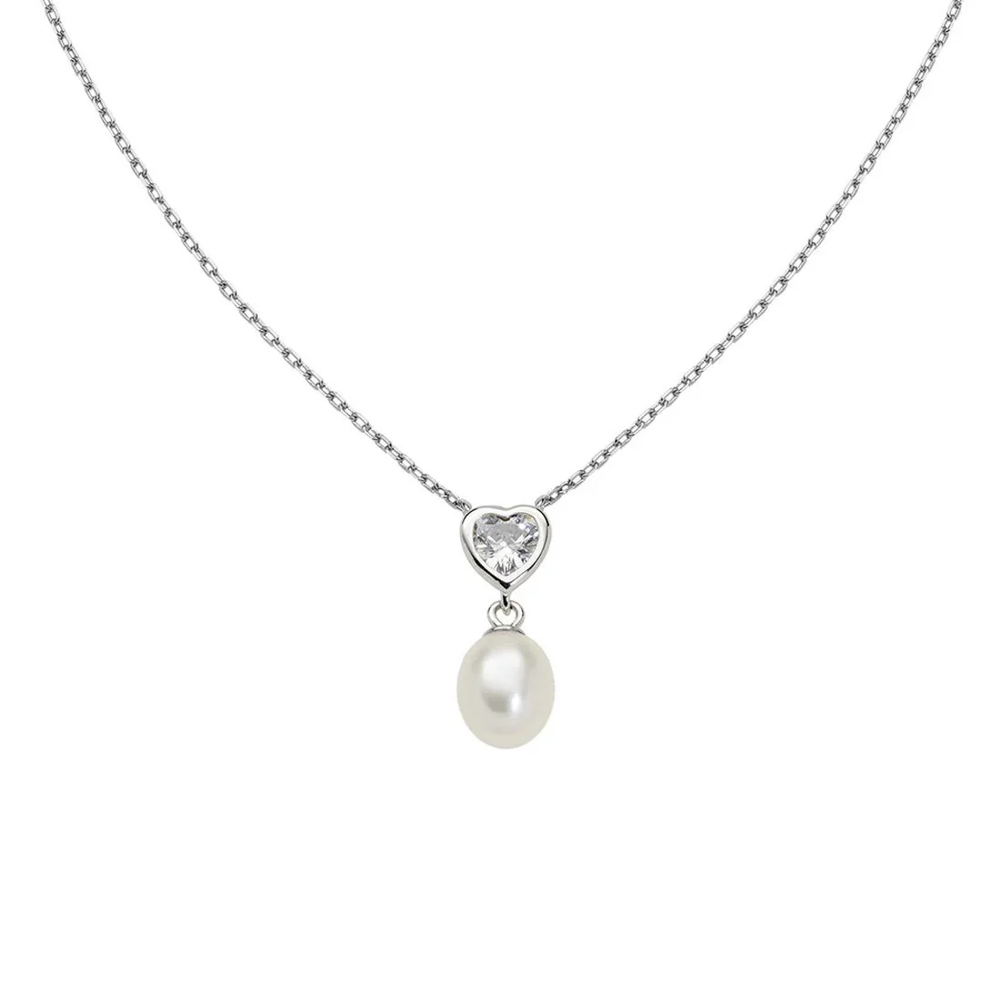 Collana Amen ciondolo pietra a cuore con perla CLCUPEBBBZ3