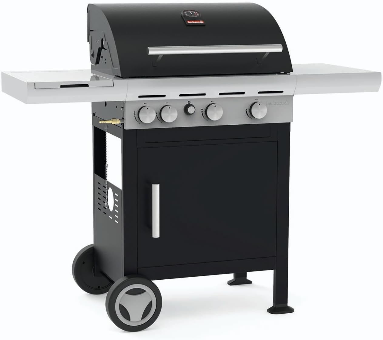 Barbecook Spring 3212 barbecue a gas con tavolino fisso, 3 bruciatori e bruciatori laterali, griglie in ghisa smaltata, 133 x 57 x 115 cm