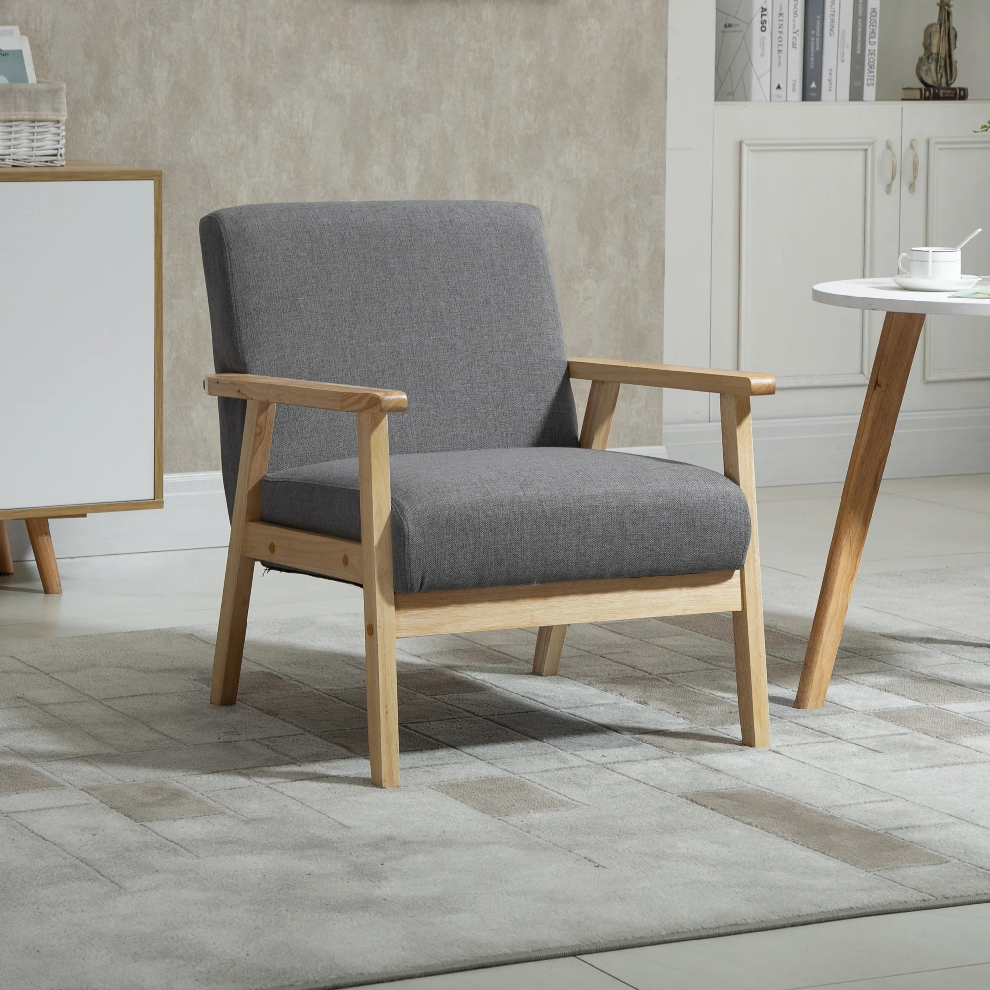 HOMCOM Polsterstuhl Wohnzimmer skandinavisches Design breite Sitzfläche
