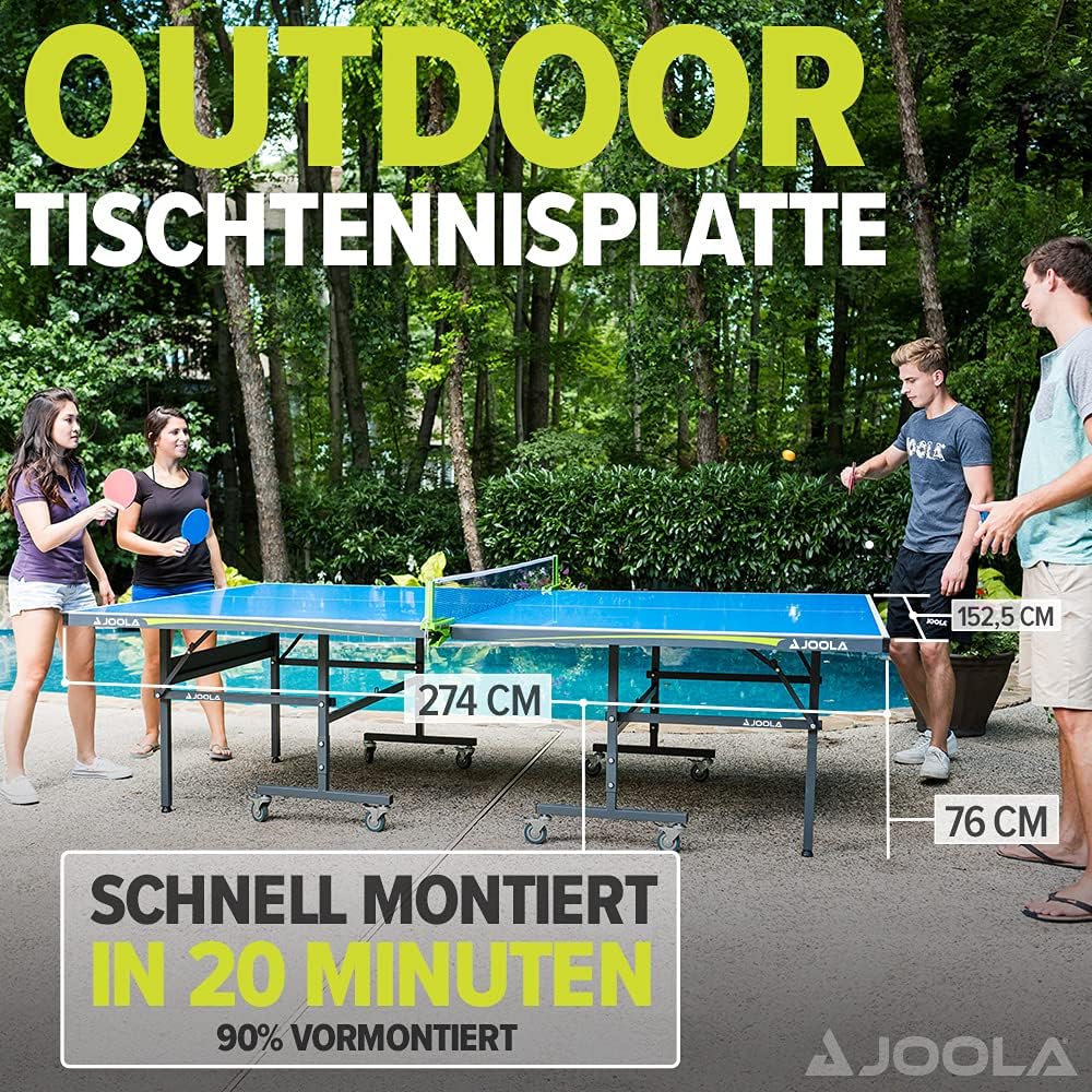 JOOLA Tavolo da ping pong professionale per esterni, 6 mm, superficie composita in alluminio, resistente alle intemperie, pieghevole, con rete inclusa