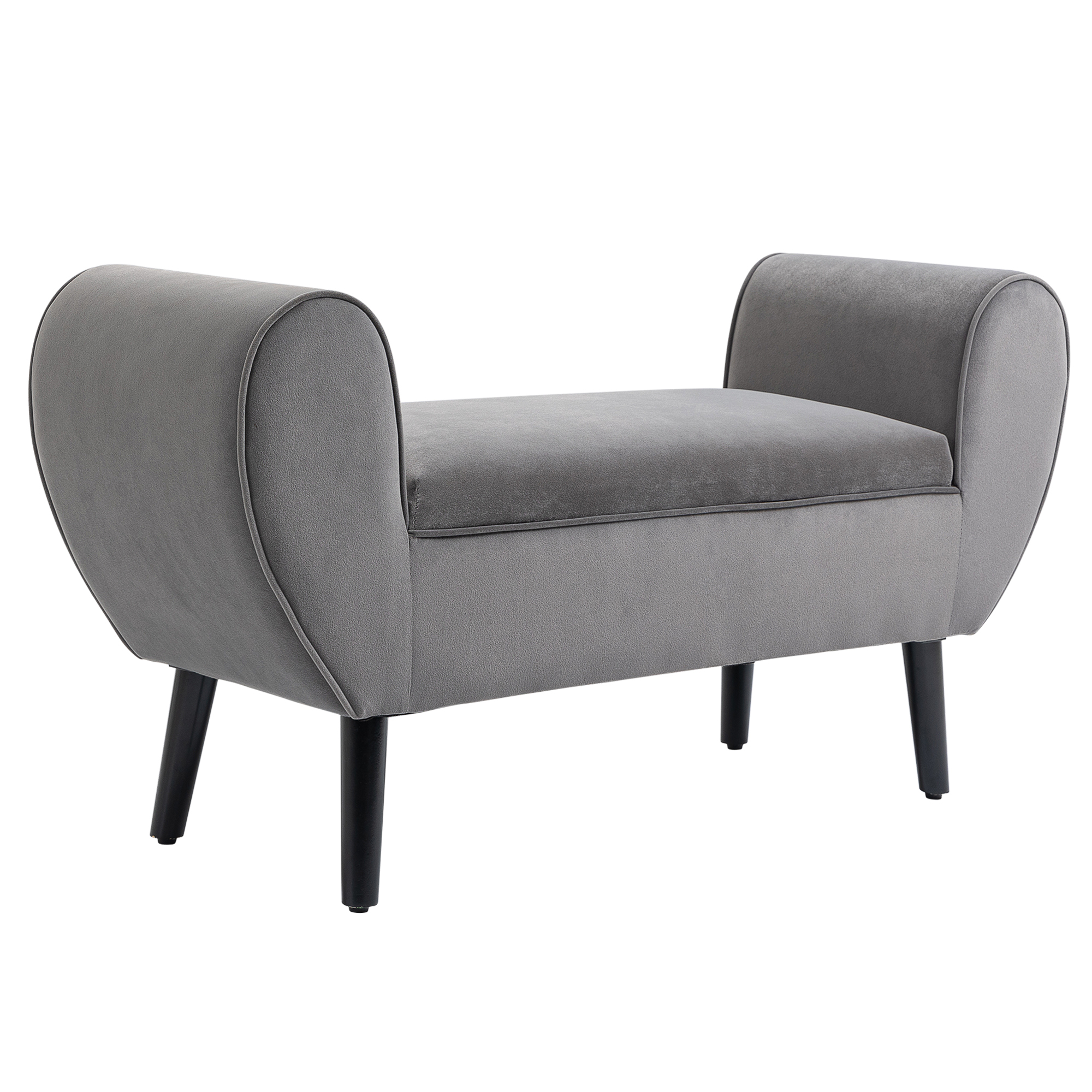 HOMCOM Polsterbank mit Stauraum und Armlehnen, Truhenbank für Flur, Schlafzimmer, Wohnzimmer, 118 x 42 x 66 cm, Dunkelgrau