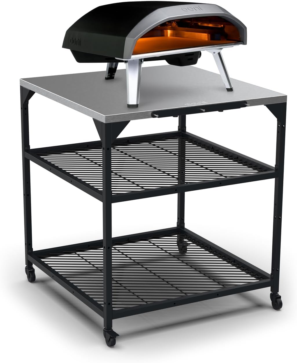 ooni Large Modular Outdoor Table - 31x31x35 Inch Stainless Steel Pizza Oven Stand  Barbecue Cart  Outdoor Pizza Station