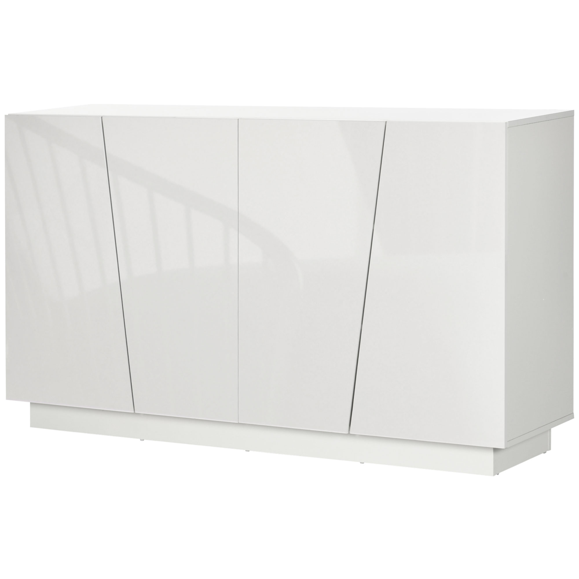 HOMCOM Aufbewahrungsregal mit Türen und verstellbarem Regal, 150 x 40 x 88 cm, glänzendes Weiß