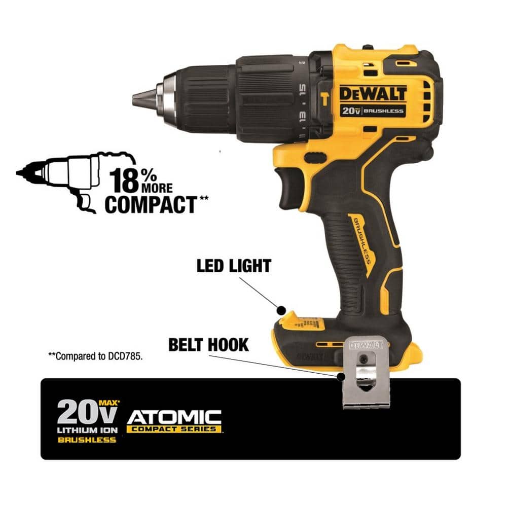 ATOMIC 20V MAX Lithium Ion Cordless Brushless Combo Kit with (2) 1.5Ah Batteries, Charger, and Bag DCK224C2
