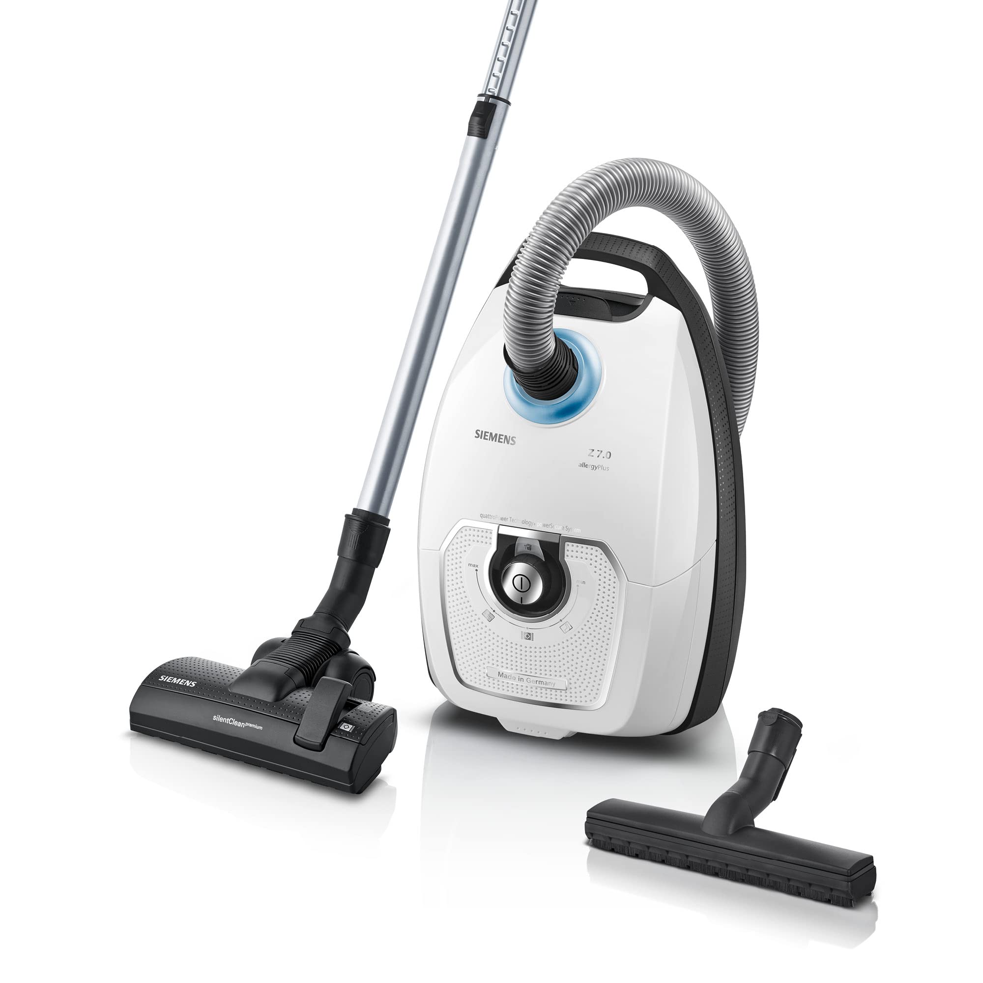 Staubsauger mit Beutel VSZ7442S, besonders leise mit 67 dB(A) und waschbarem allergyPlus Filter, 12 m Aktionsradius