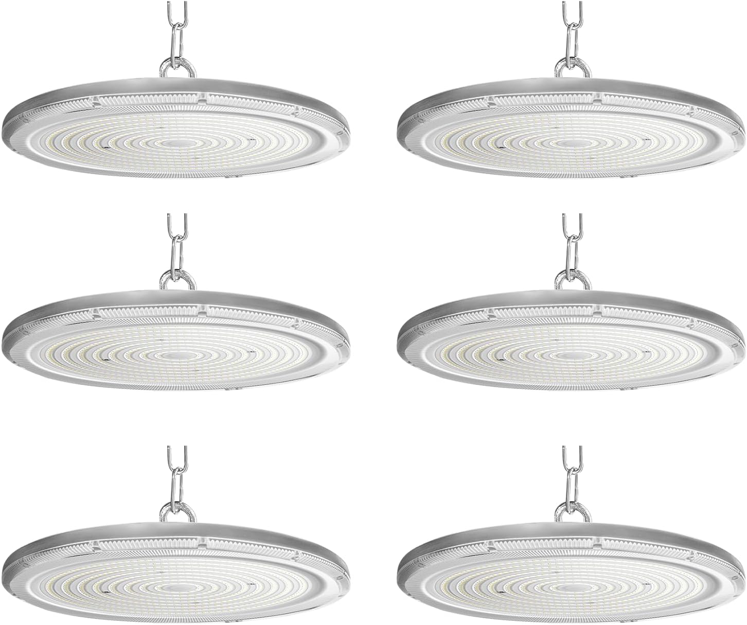 LED UFO Industrielampe,300W Superhell Hallenstrahler UFO LED Werkstattlampe,6500K Kaltweiß IP65 Wasserdicht High Bay Licht Kronleuchter für Fabriken,Garage,Lagerhaus,Baustelle,Stadio-6pcs
