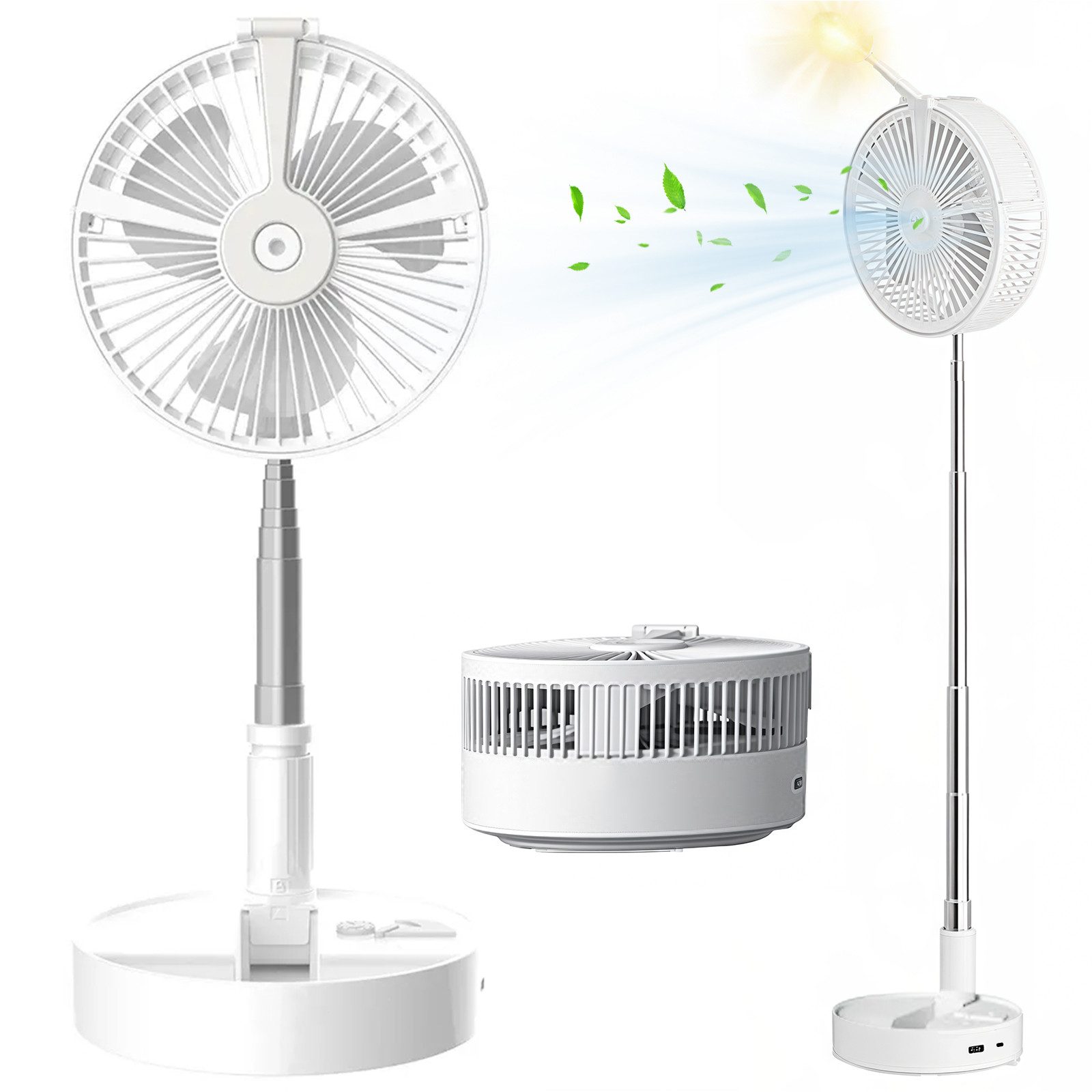 Tischventilator Tischventilator Standventilator mit Luftbefeuchter und Nachtlicht Weiß