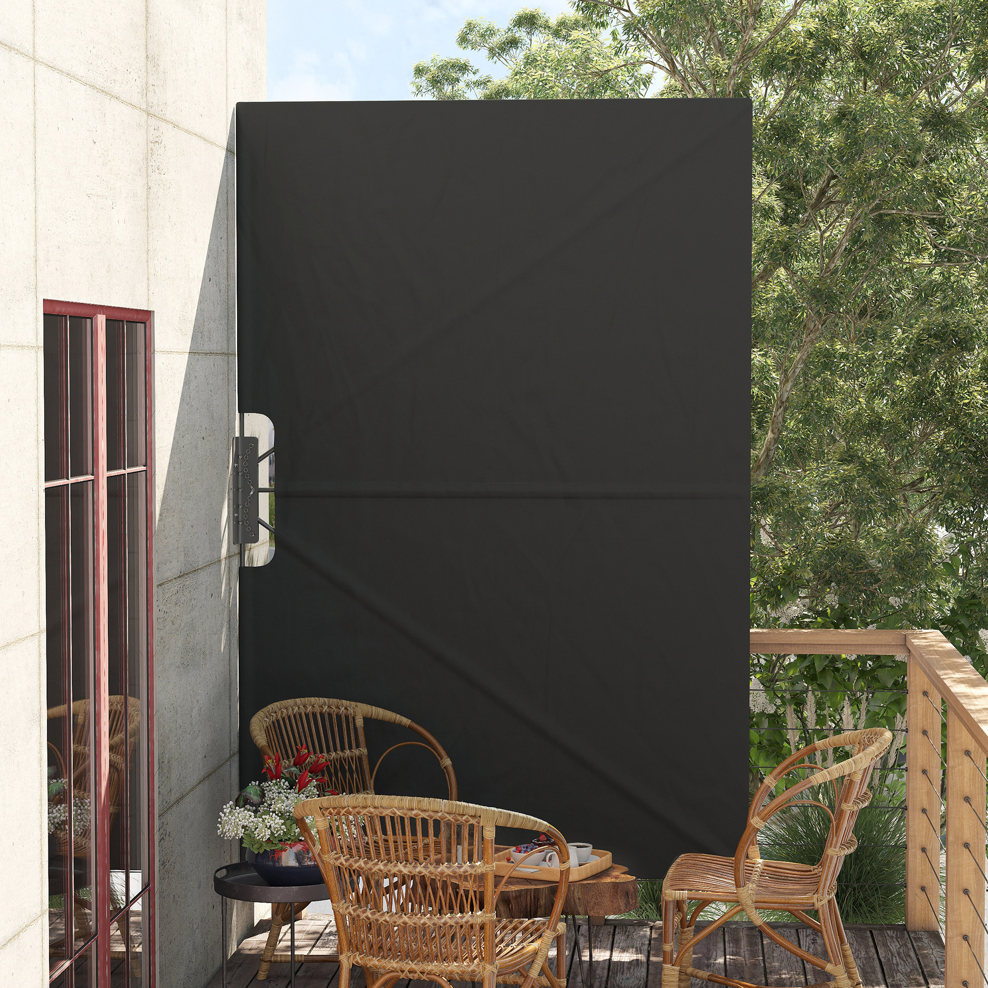 Outsunny Seitenmarkise, wetterbeständig, klappbar, 237 cm x 160 cm, Dunkelgrau