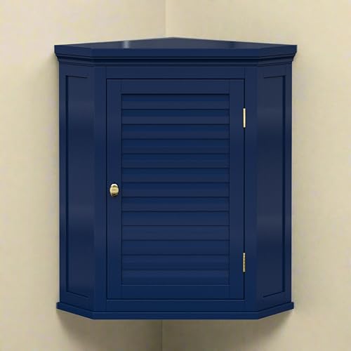 Elegant Home Fashions Armadietto da Muro Angolare Blu Navy Stile Persiana : Amazon.it: Casa e cucina