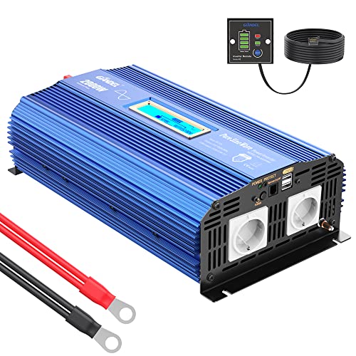 Giandel Power Inverter 2000W Onda Sinusoidale Pura Convertitore DC 12V a AC 220V 230V con telecomando & LCD Display e 2 presa AC e 2 Porte USB per auto,camion camper : Amazon.it: Elettronica