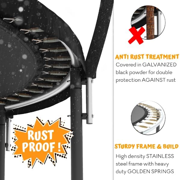 JUMPZYLLA Trampoline 8FT 10FT 12FT 14FT 15FT 16FT Trampoline with Enclosure - Recreational Trampolines with Ladder and AntiRust Coating, ASTM Approval Outdoor Trampoline for Kids