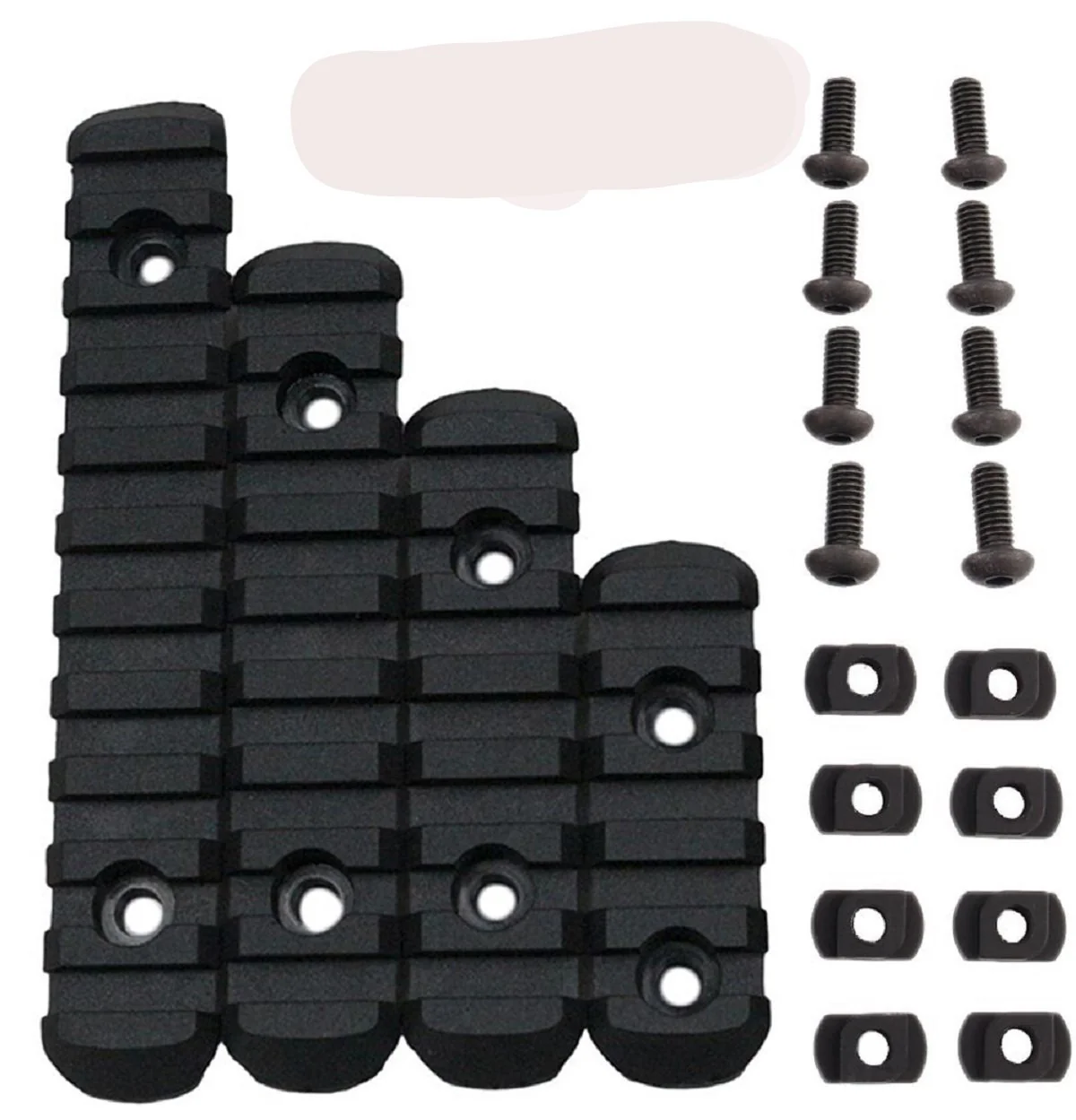 Black Polymer Rail Sections 4 Set with Camming T-Nuts