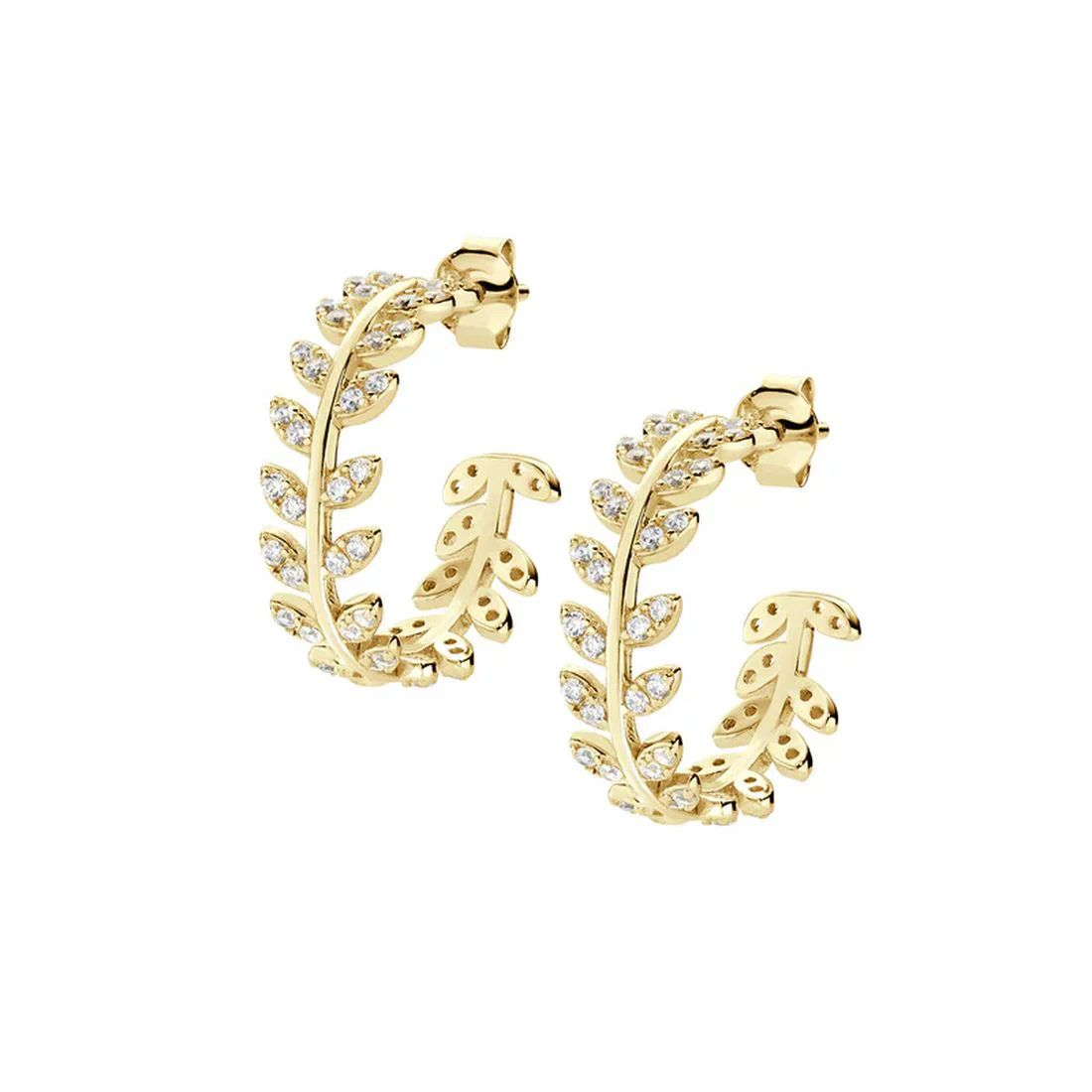 Orecchini Amen a croce foglie d'olivo con zirconi EOLGBZ