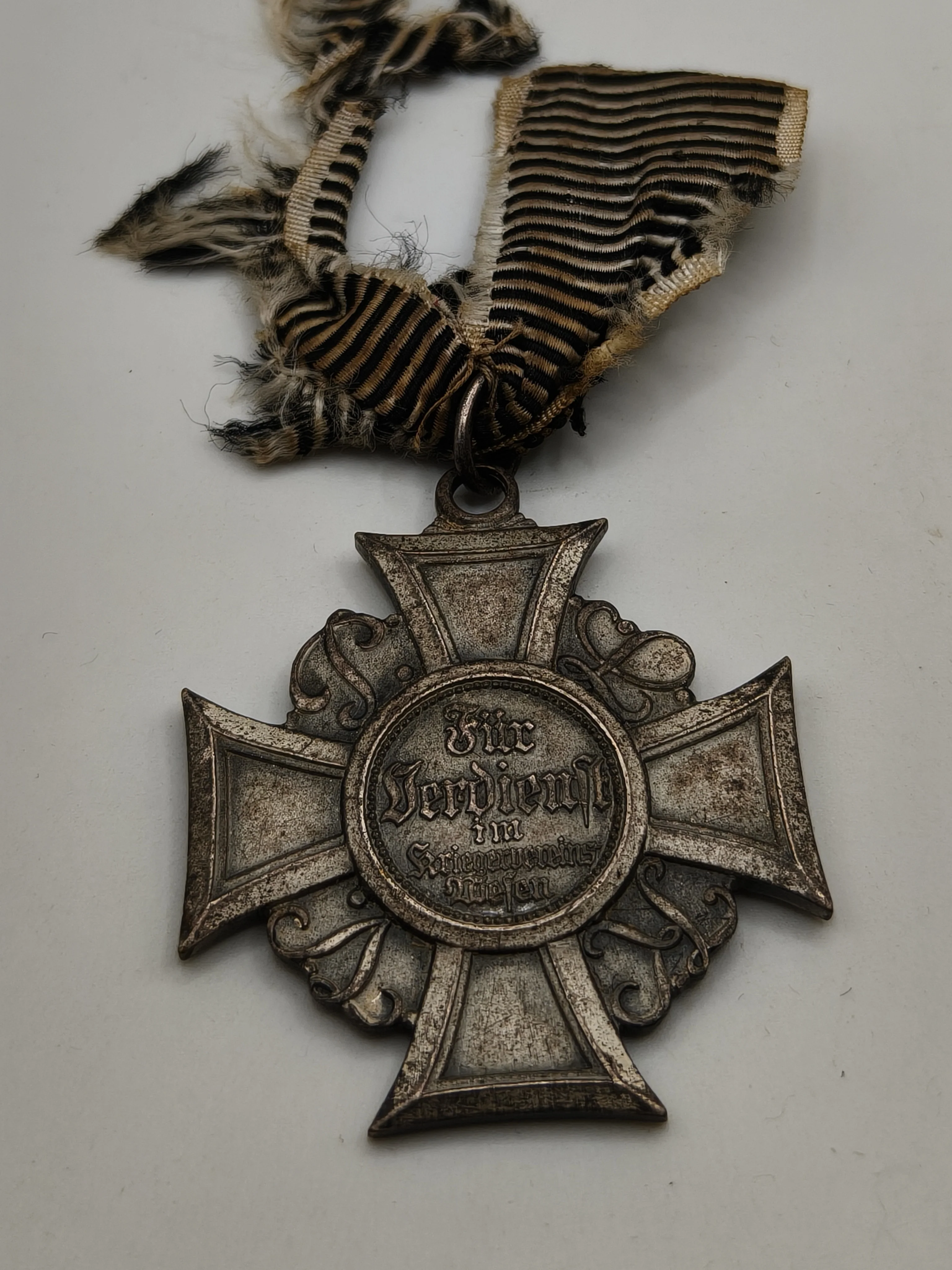 WWI German Imperial Kyffh?user Merit Cross original Ribbon Lighthouse SIlver