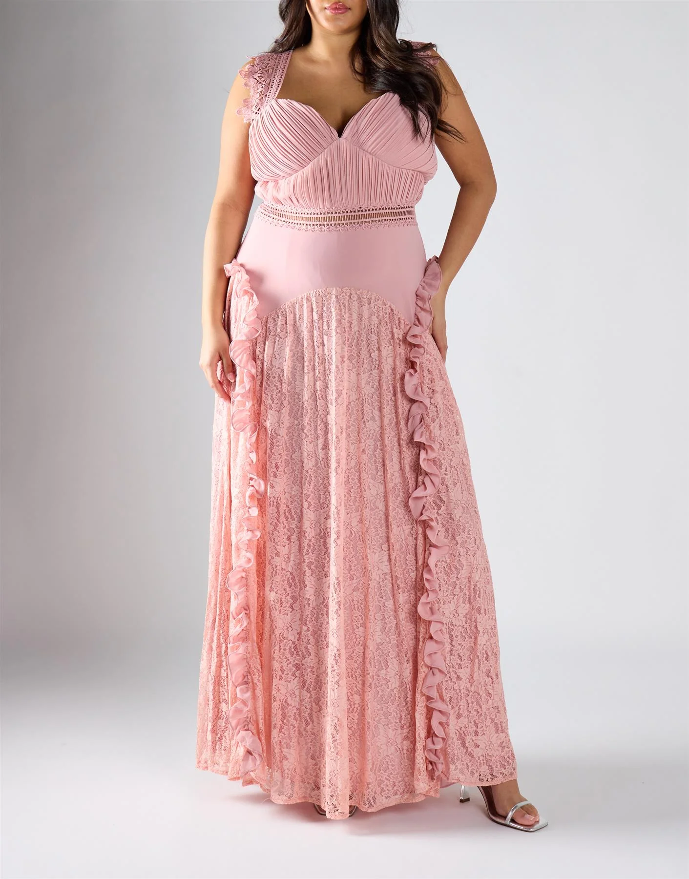 True Decadence  Curve Soft Nude A-Line Dress Maxi Dress